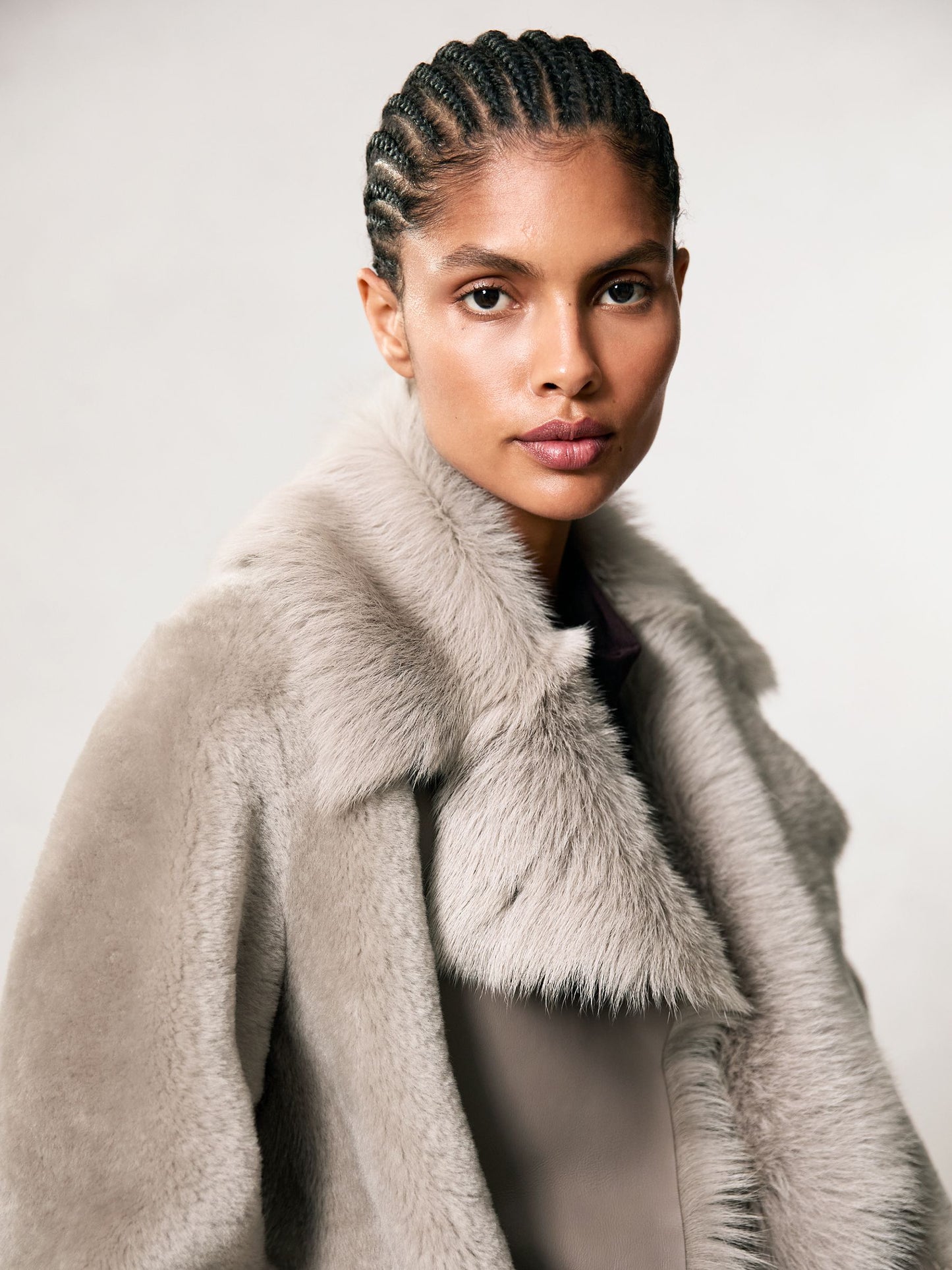 Elia Shearling And Leather Coat in Neutral