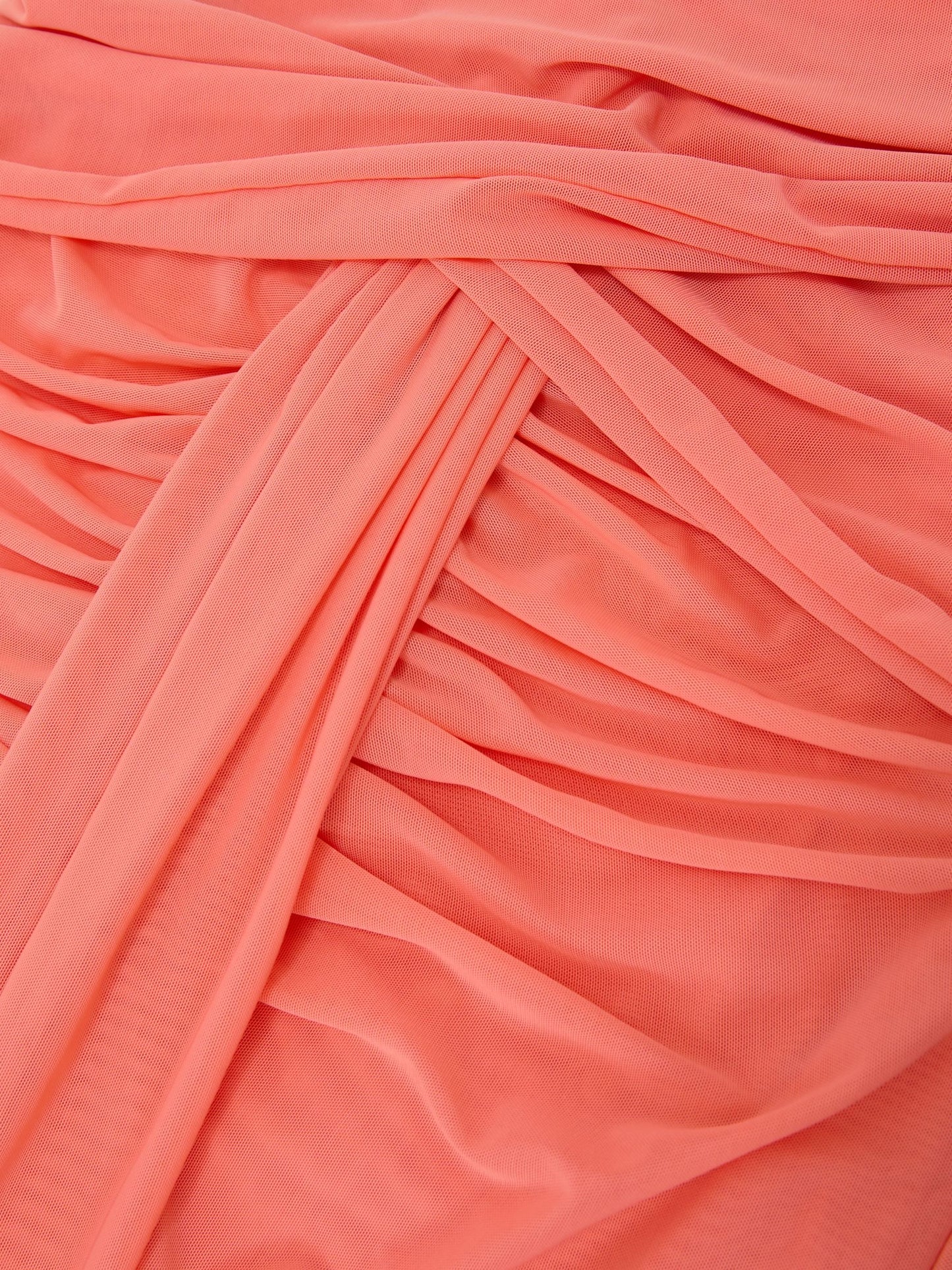 Sheer Ruched Sleeveless Maxi Dress in Orange