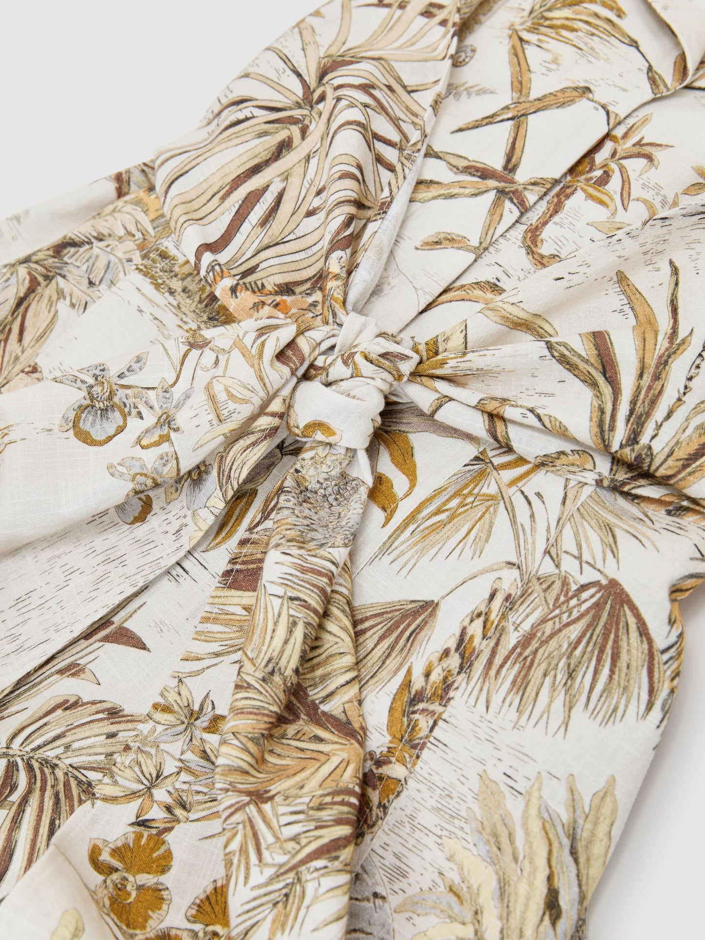 Cotton Safari-Print Tailored Midi Dress in Neutral