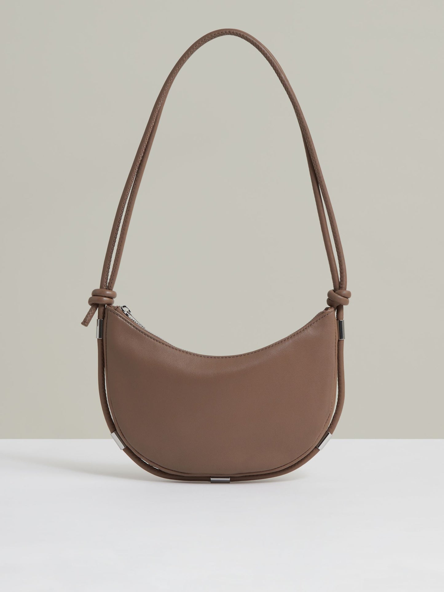 Leather Rope Strap Shoulder Bag in Neutral