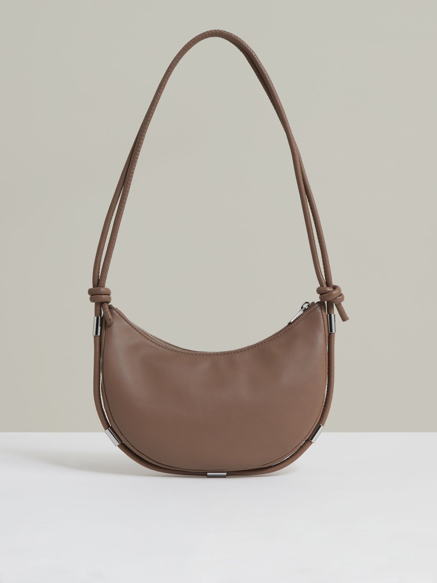 Leather Rope Strap Shoulder Bag in Neutral