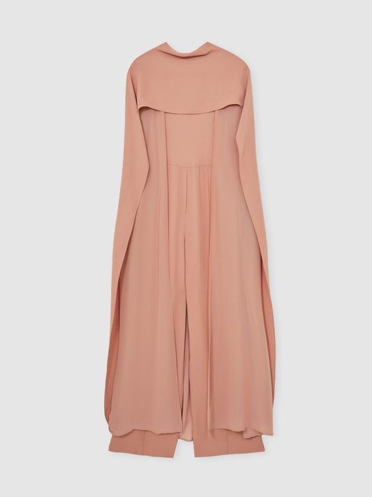 Wide-Leg Cape Jumpsuit in Pink