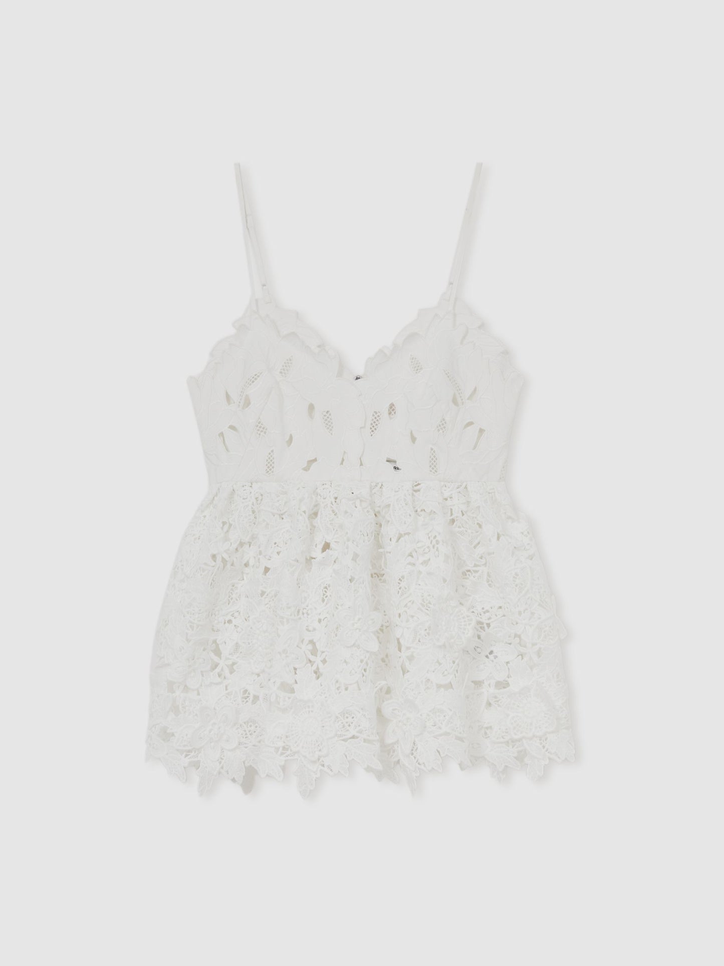 Cotton Cut Out Lace Cami Top in Ivory