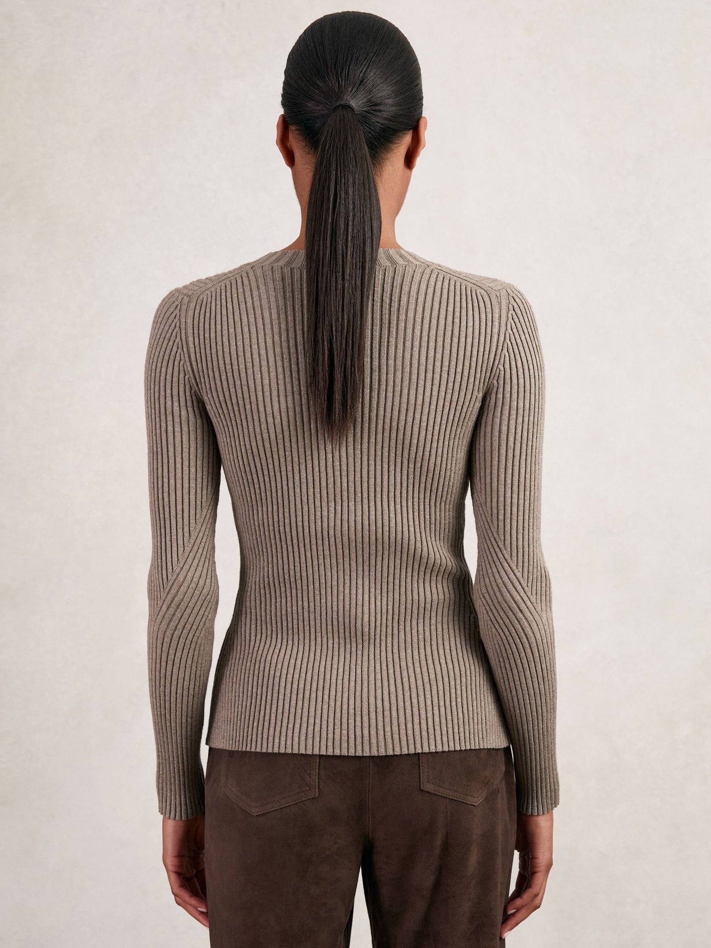 Button Front Knit Cardigan in Stone