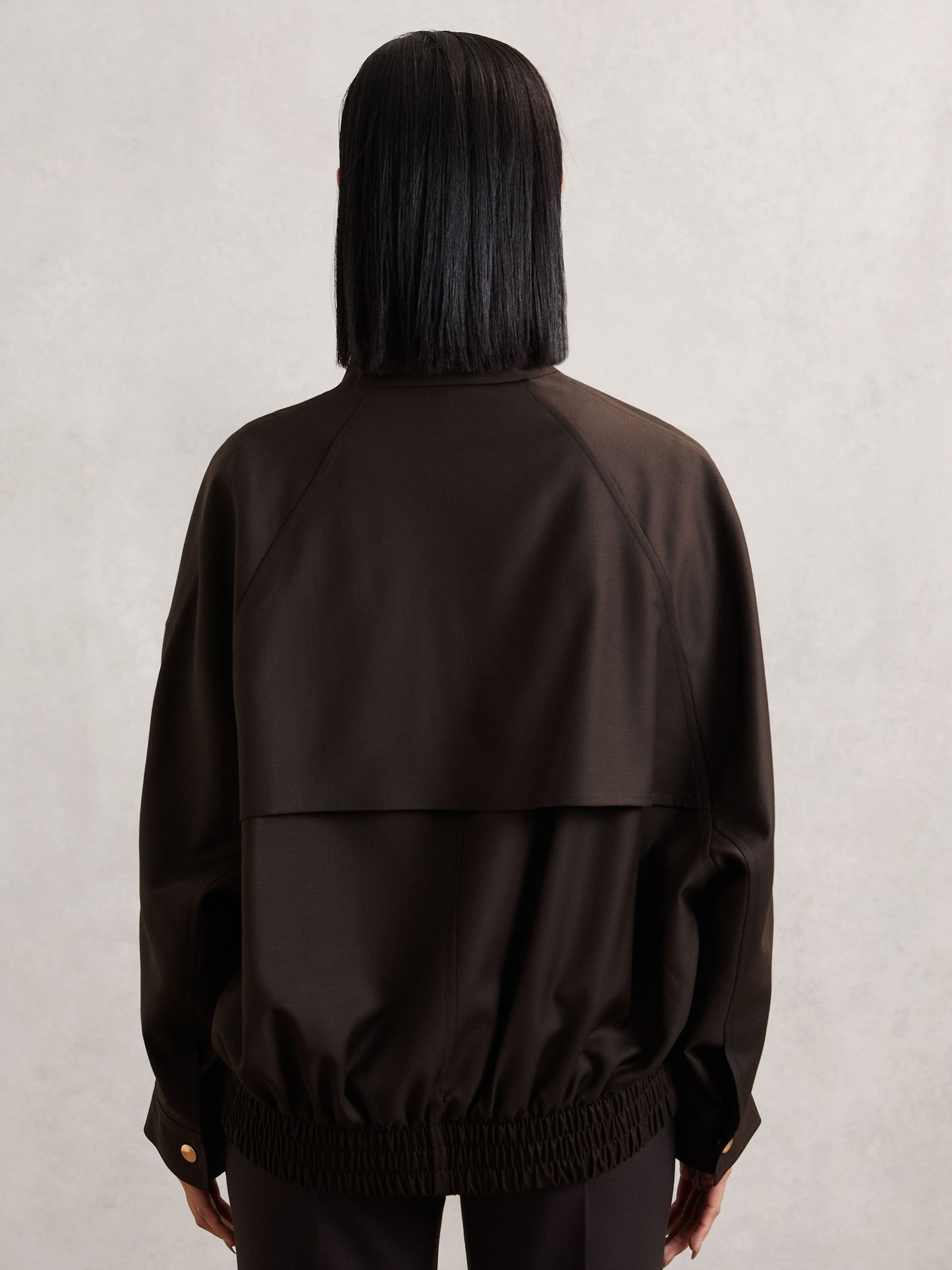 Wool Bomber Jacket in Chocolate Brown
