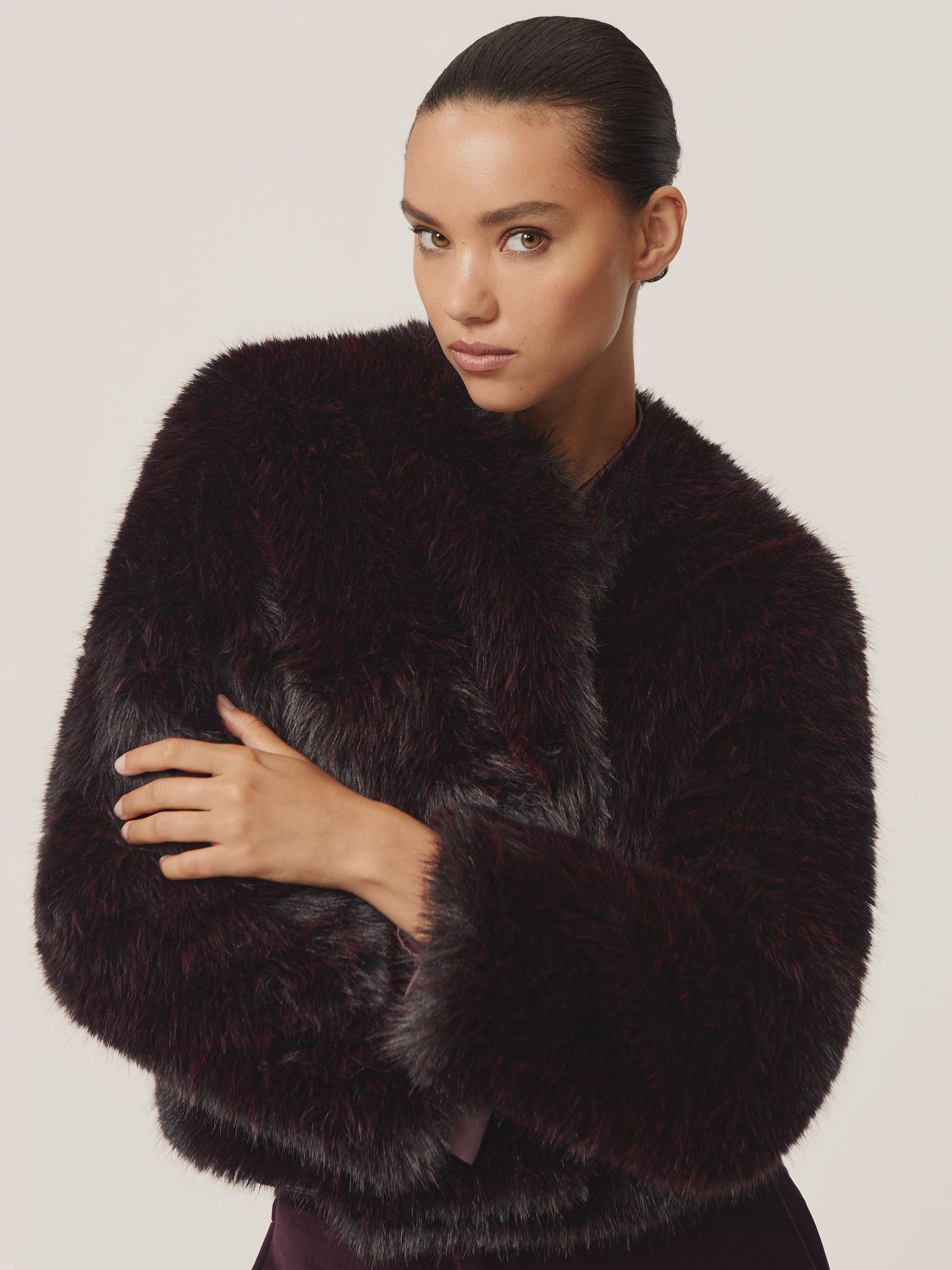 Fur Jacket in Burgundy