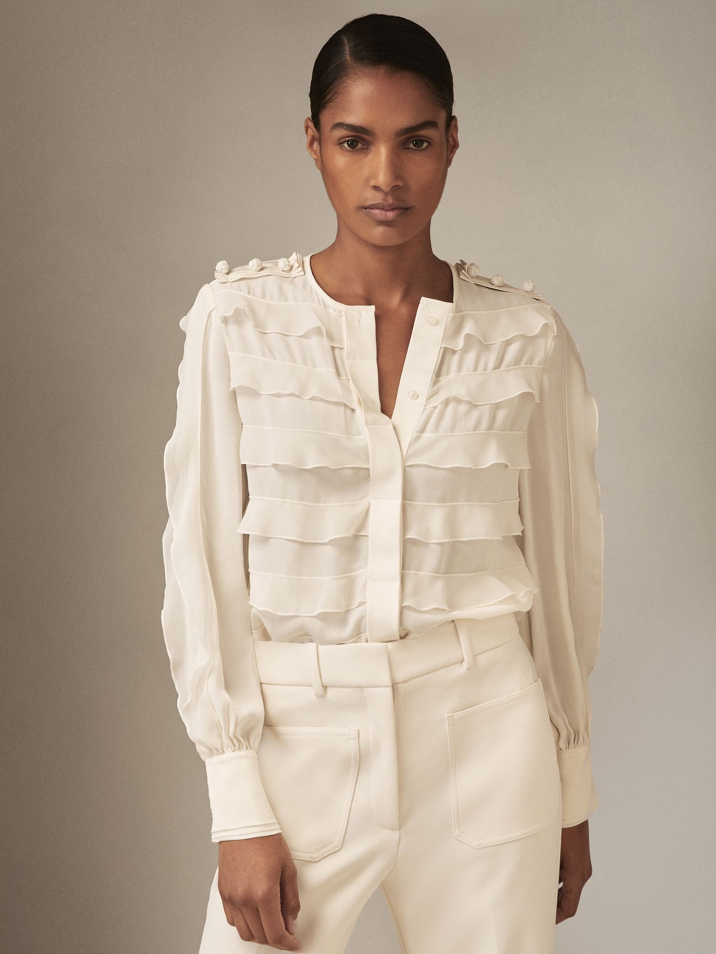 Royal Ballet Ruffle Blouse in Cream