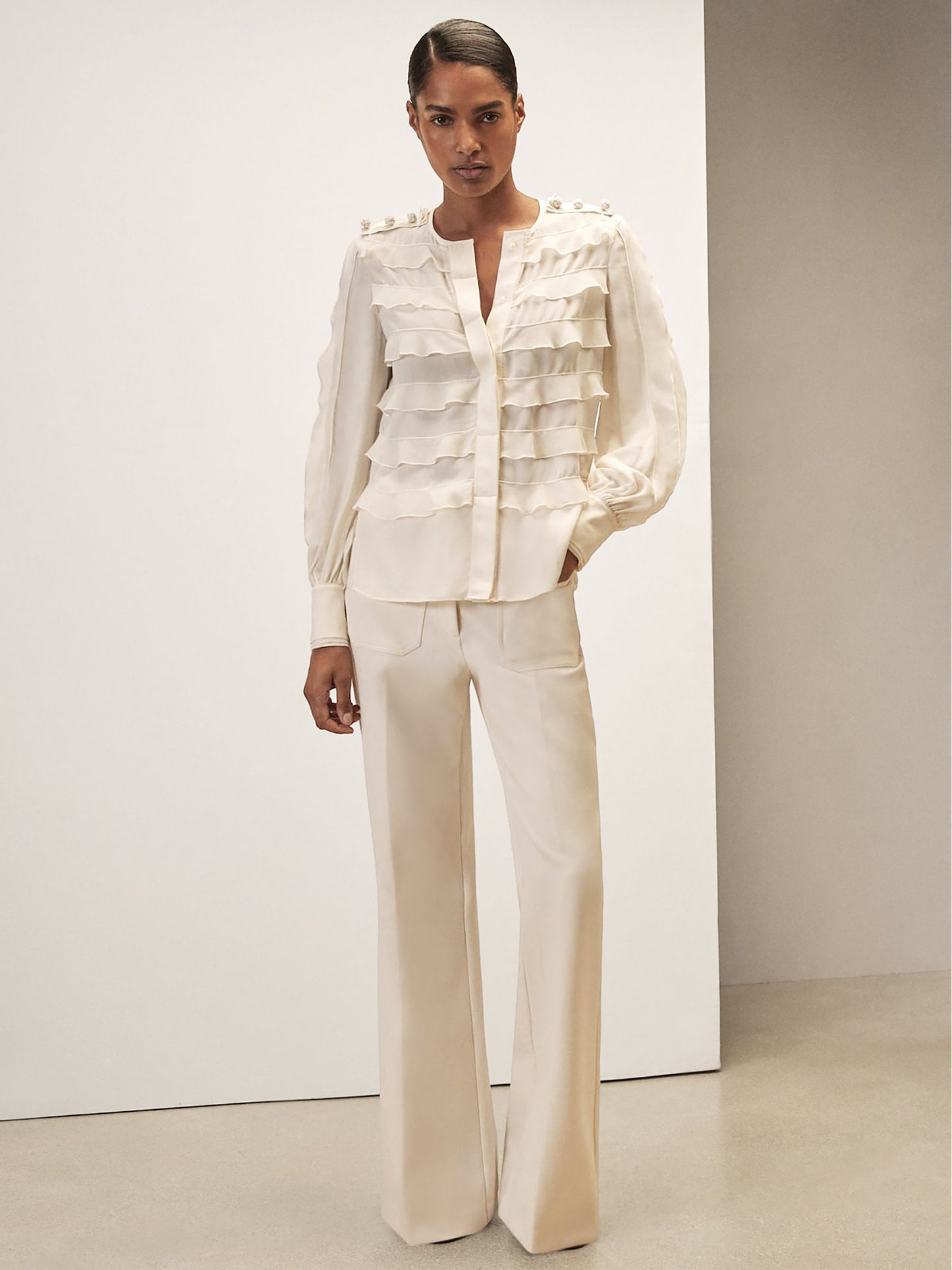 Royal Ballet Ruffle Blouse in Cream