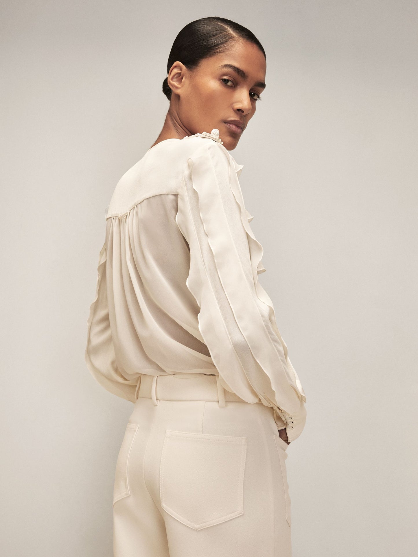 Royal Ballet Ruffle Blouse in Cream