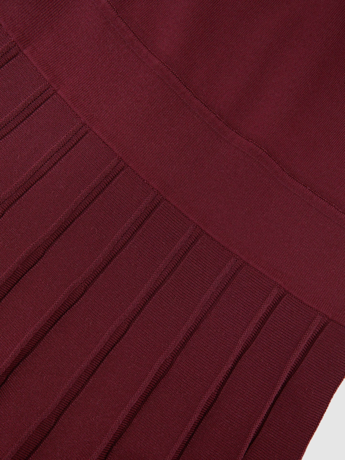 Belted Knit Pleated Midi Dress in Raspberry Red