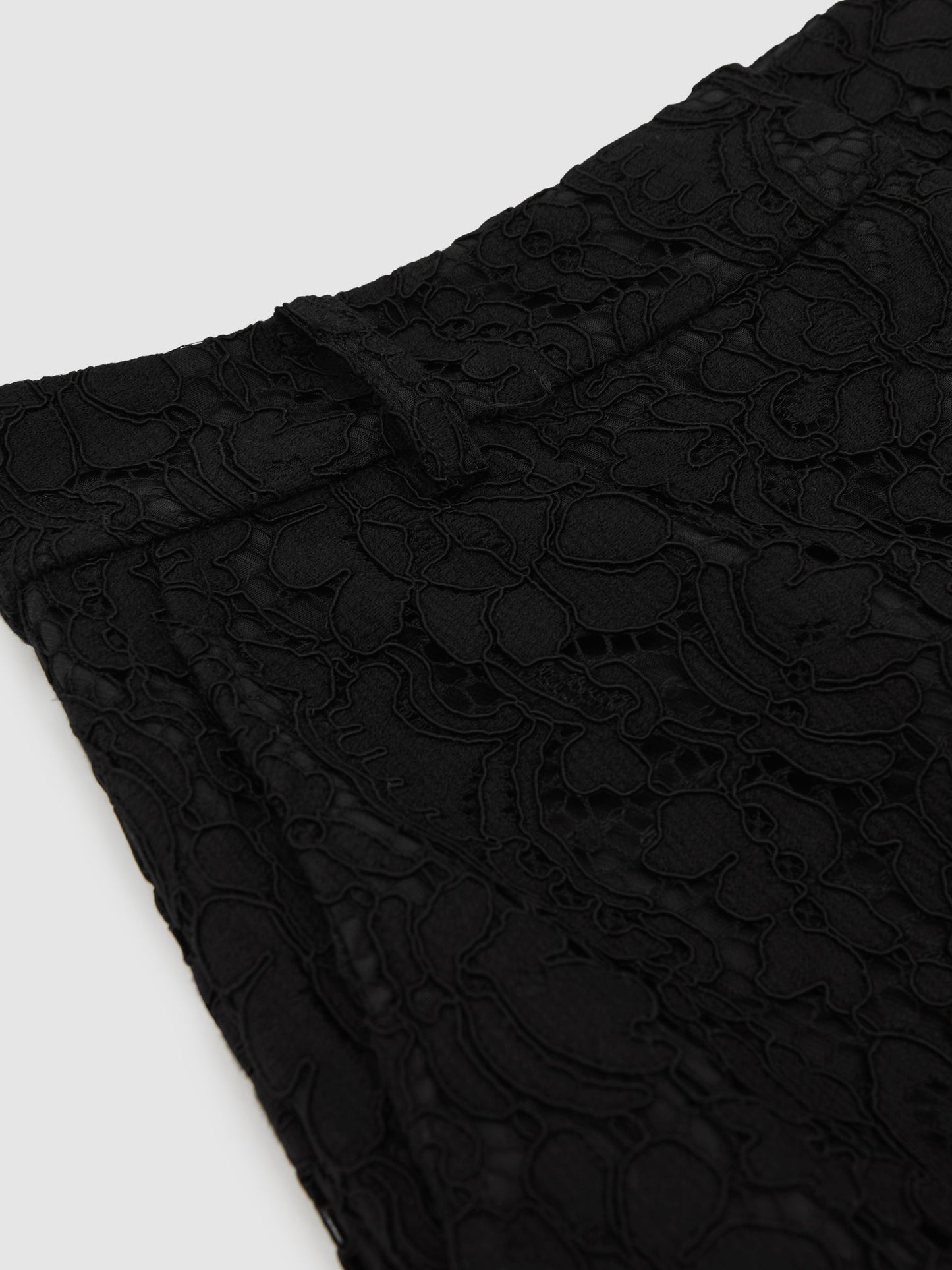 Lace Wide Leg Trousers in Black