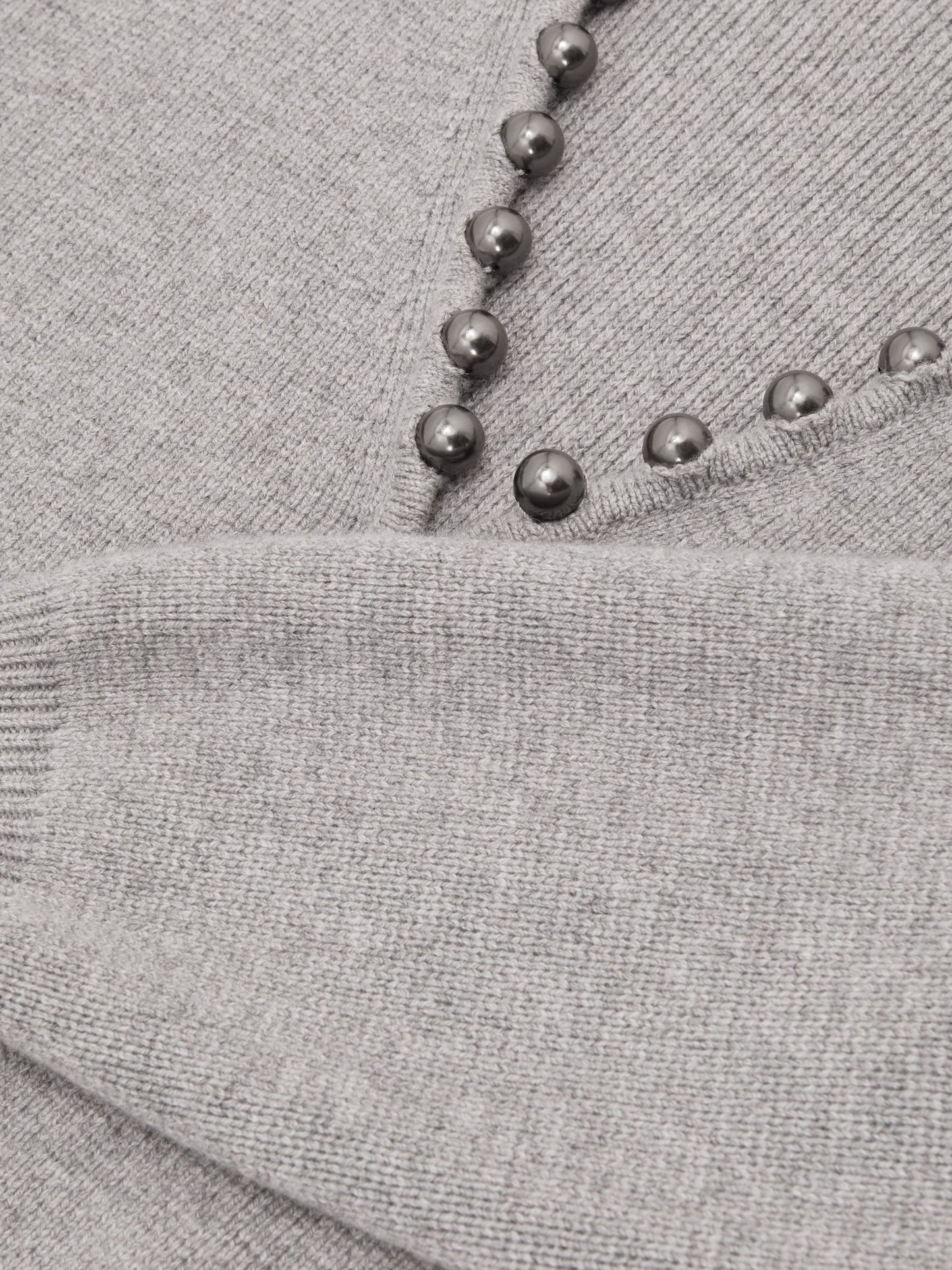 Wool-Blend Beaded-Trim Cardigan With Cashmere in Grey