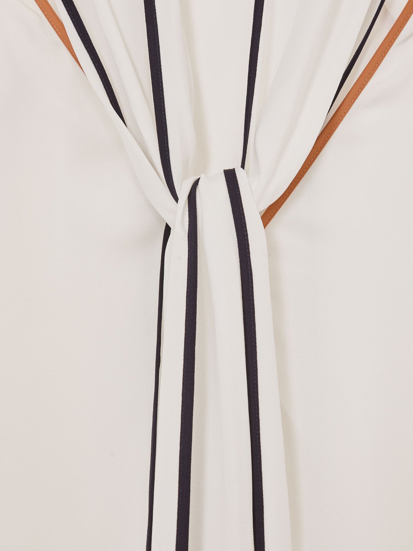 Tipped Tie-Neck Blouse in Ivory