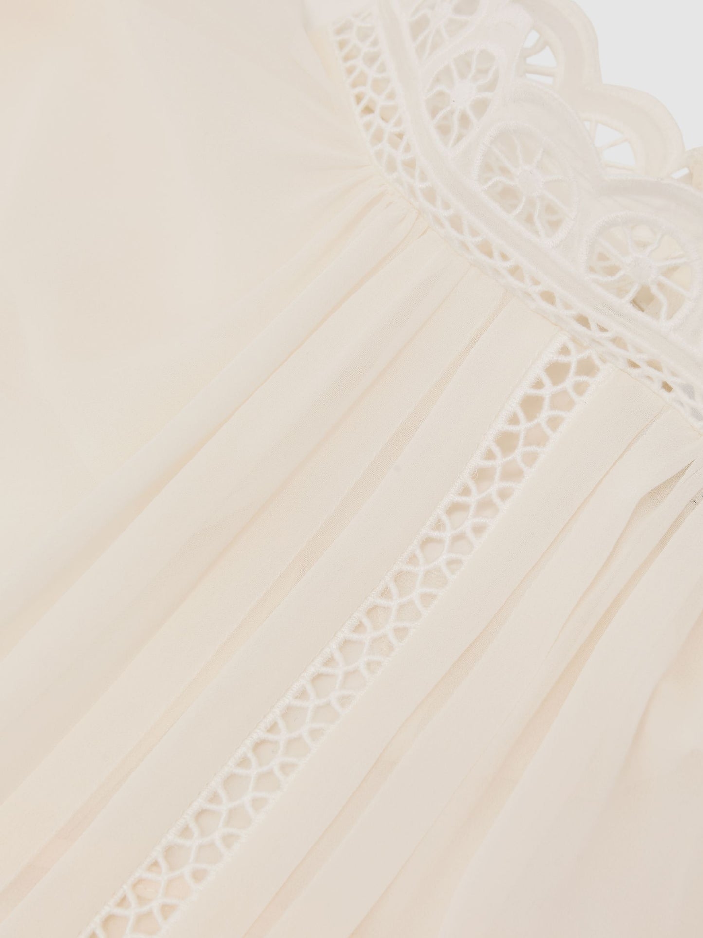 Ori Lace-Trim Sheer Blouse in Cream