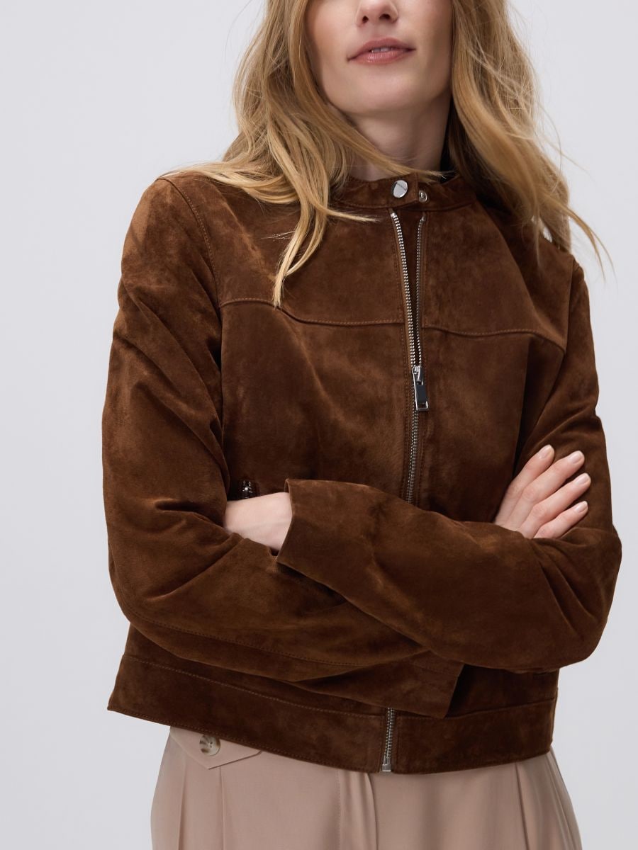 Leather zipped jacket