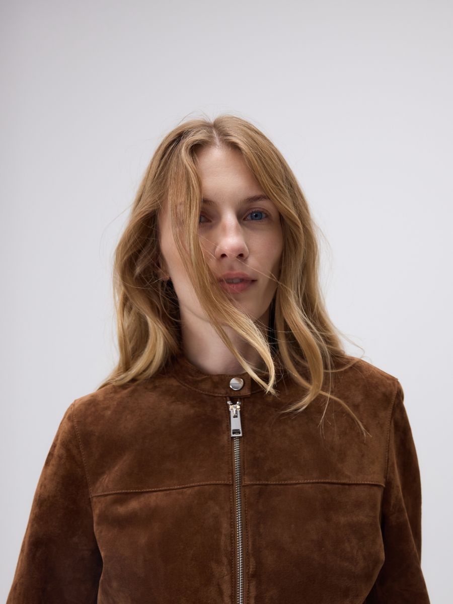 Leather zipped jacket