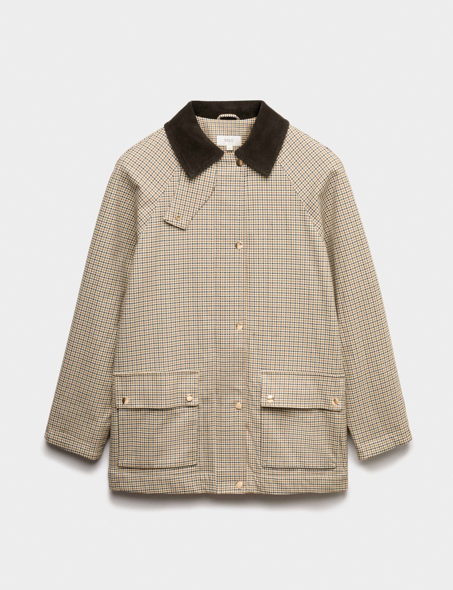 Waxed Look Checked Utility Jacket
