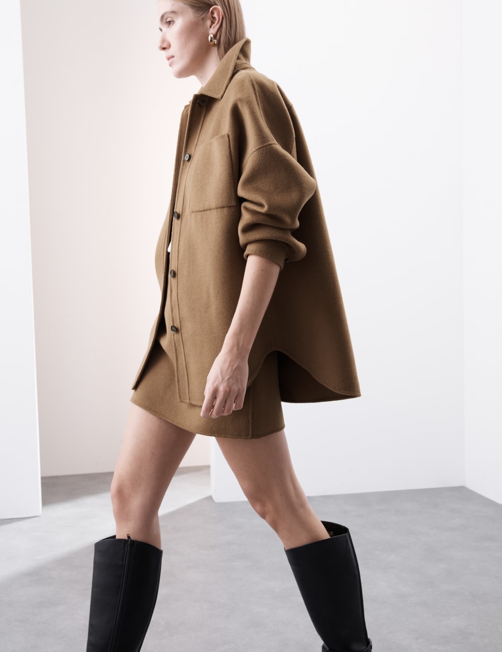 Wool Blend Collared Shacket