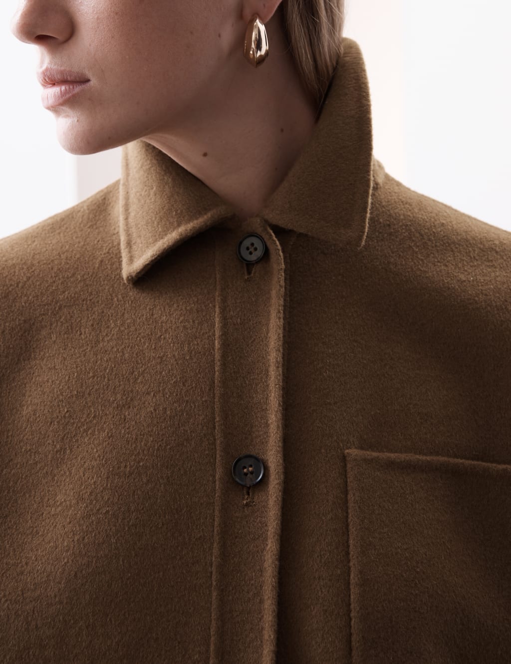 Wool Blend Collared Shacket