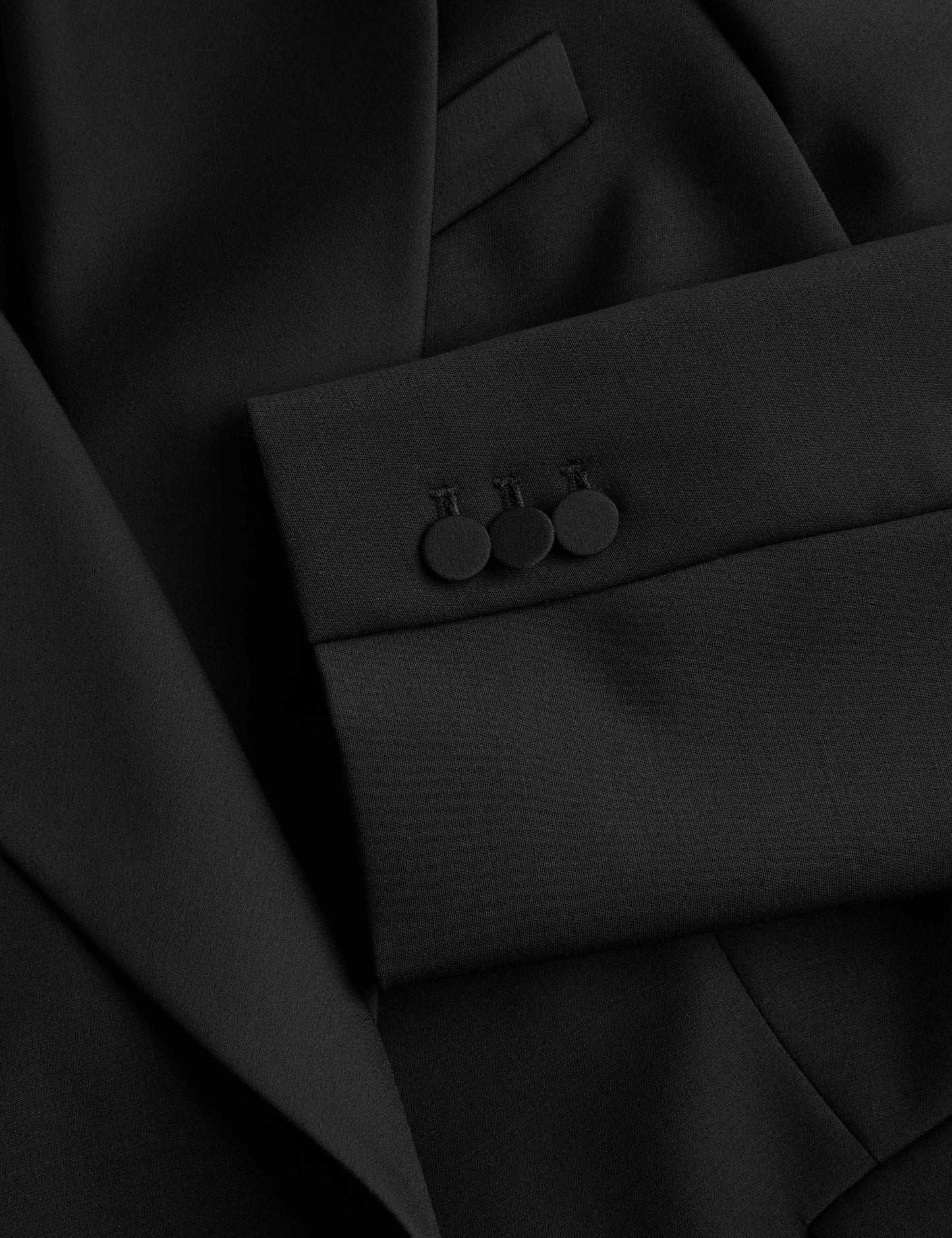 Wool Blend Satin Trim Tailored Blazer