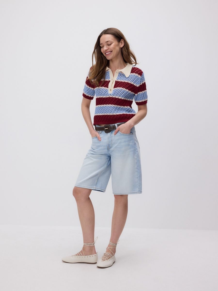 Polo style jersey blouse