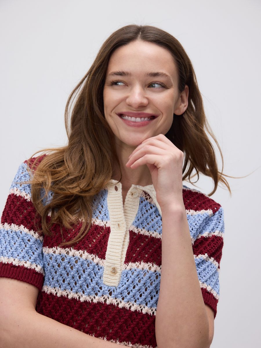 Polo style jersey blouse