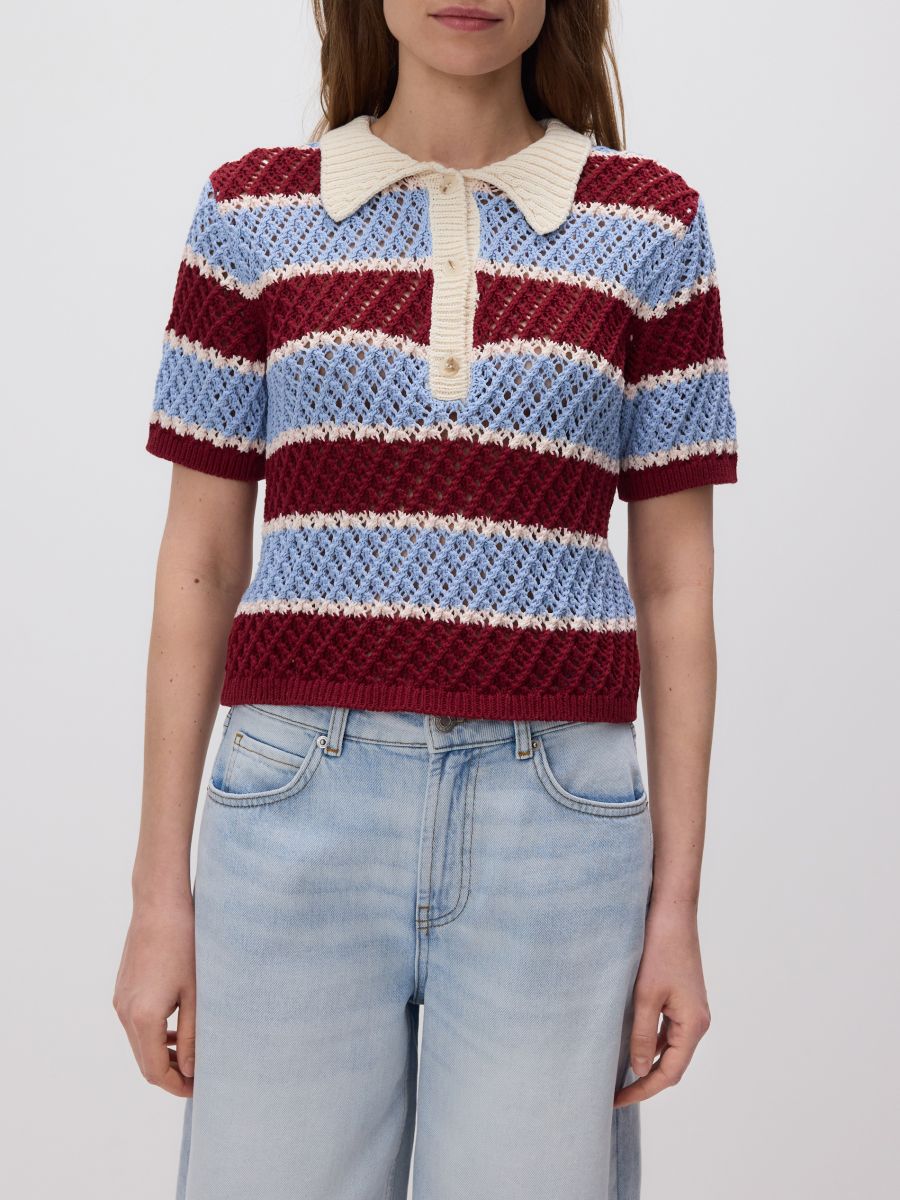 Polo style jersey blouse