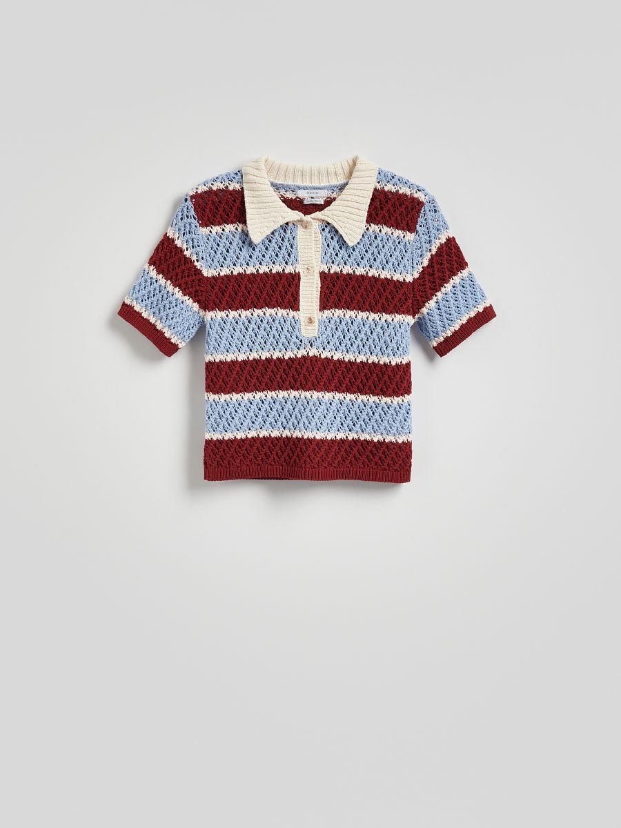 Polo style jersey blouse
