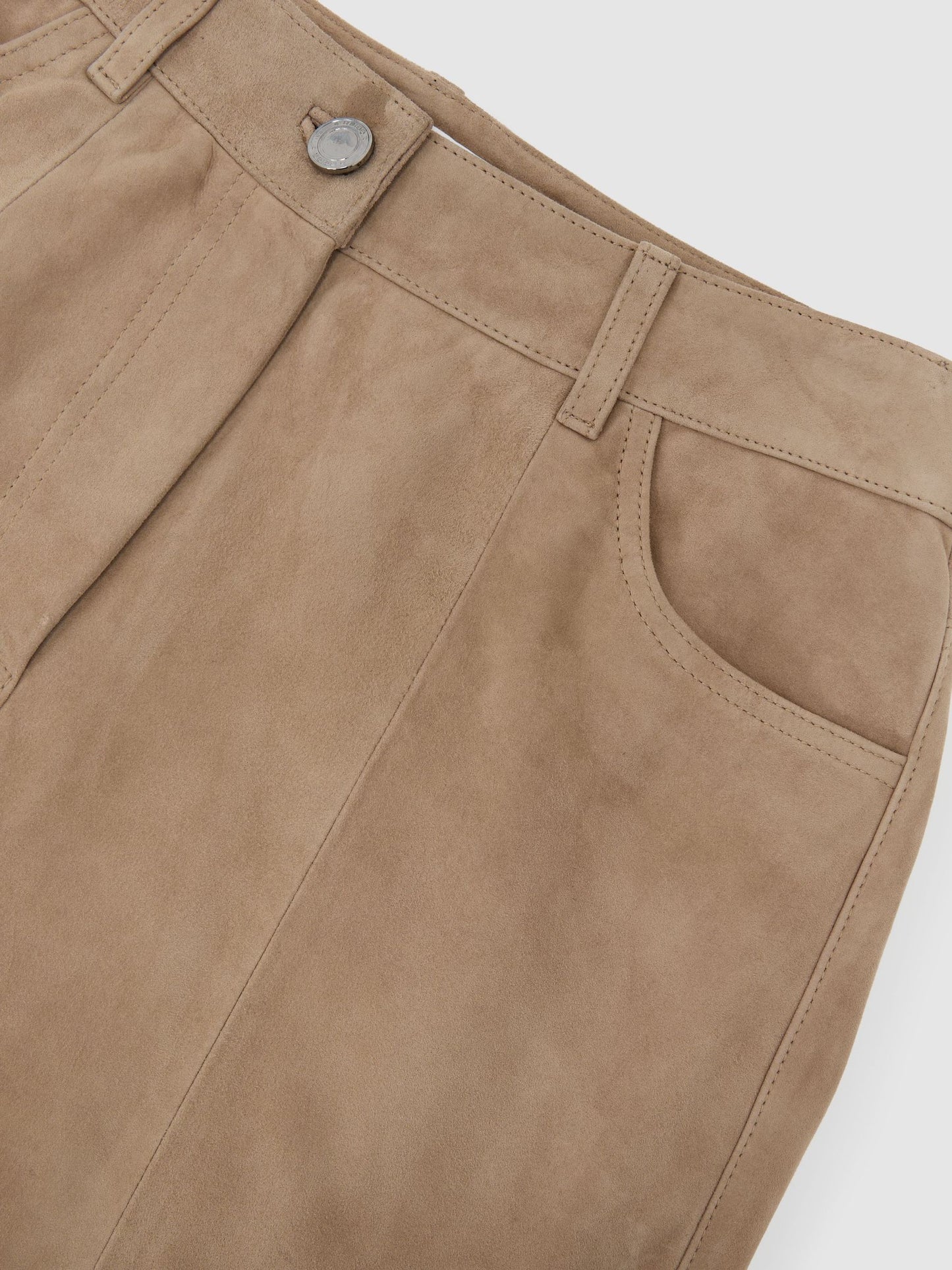 Suede Wide-Leg Trousers in Sand