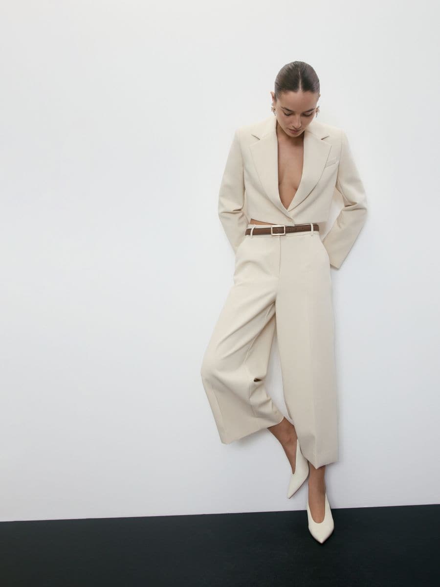 Wide leg trousers with belt