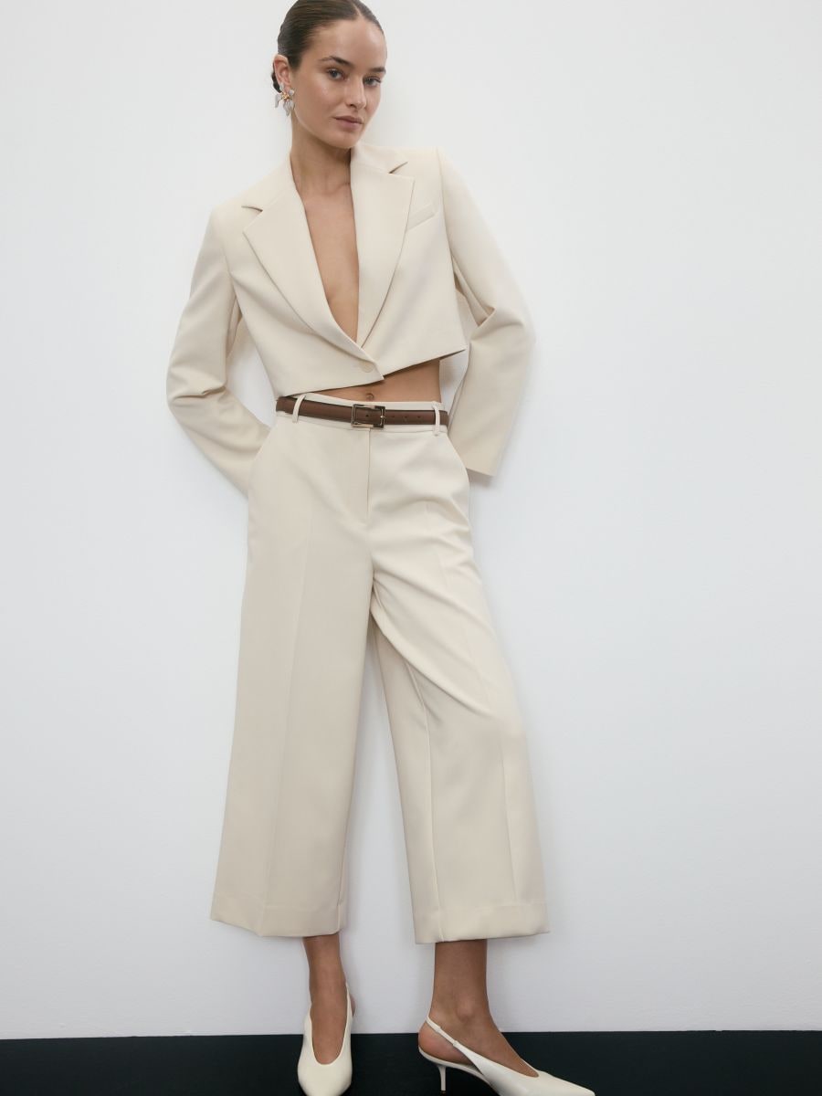 Wide leg trousers with belt