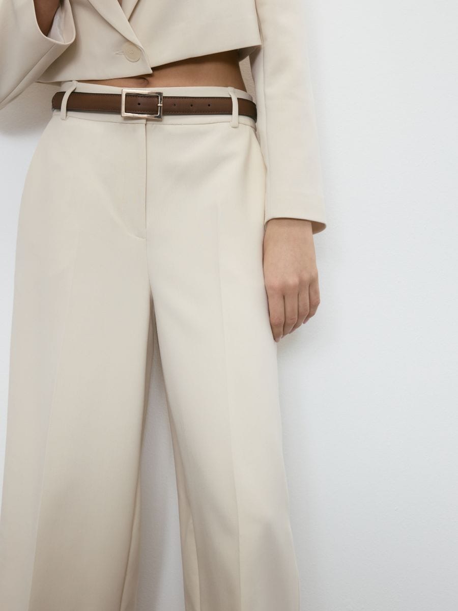 Wide leg trousers with belt