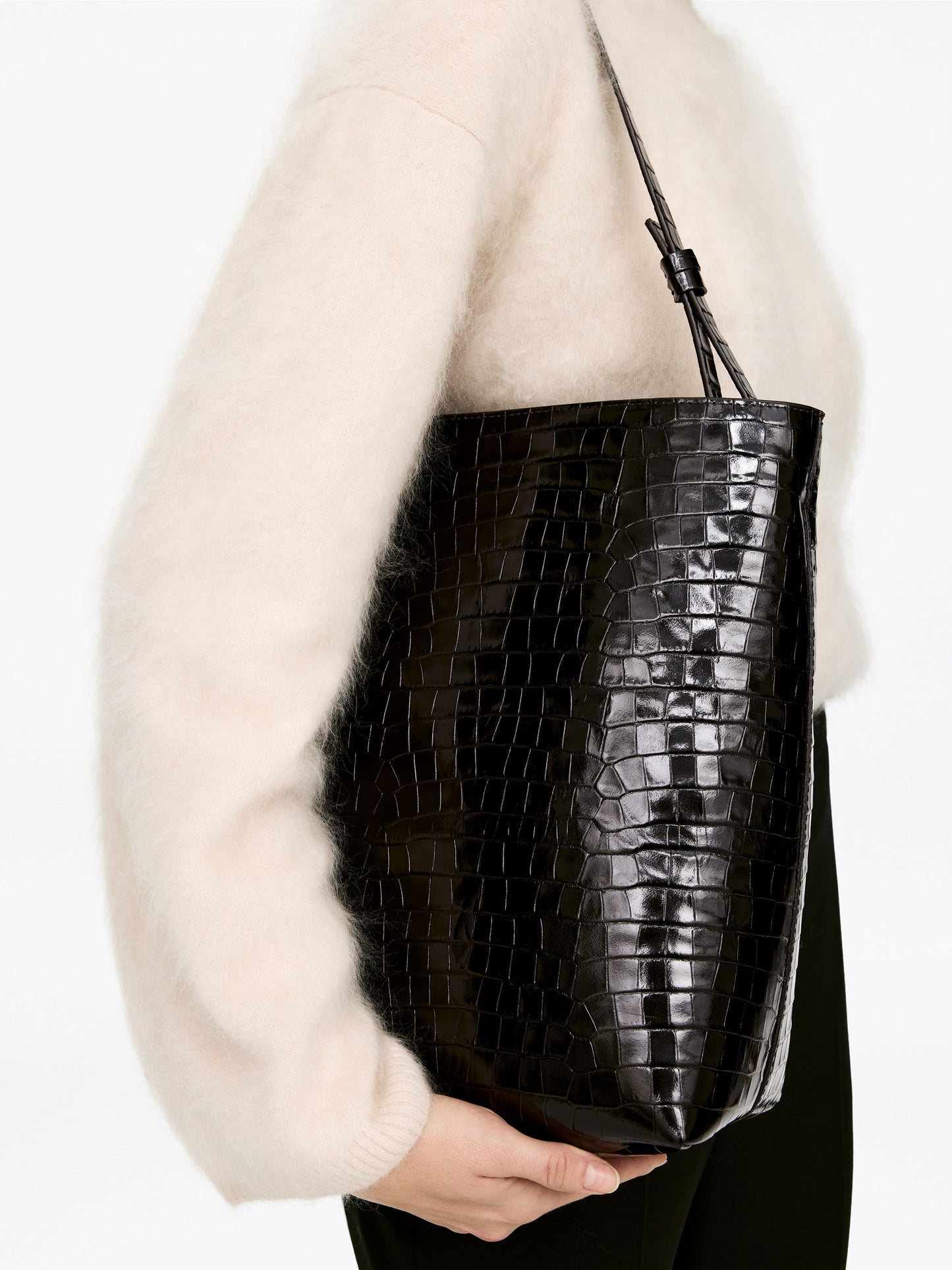 Croc-Effect Leather Tote