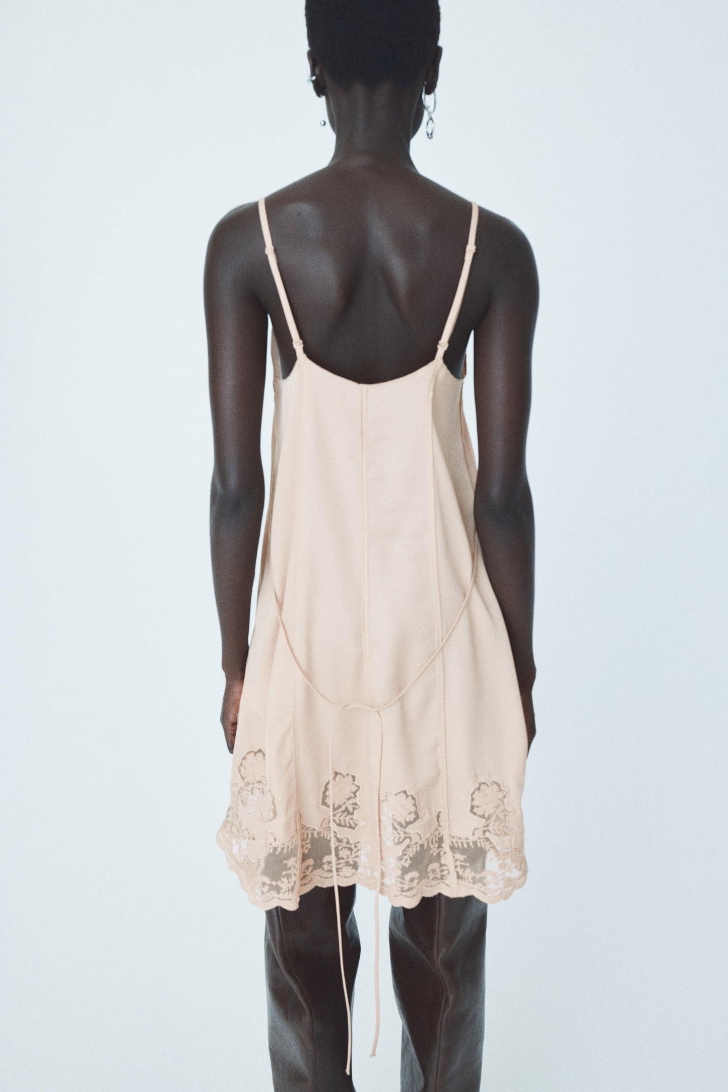 Lace-inset satin dress