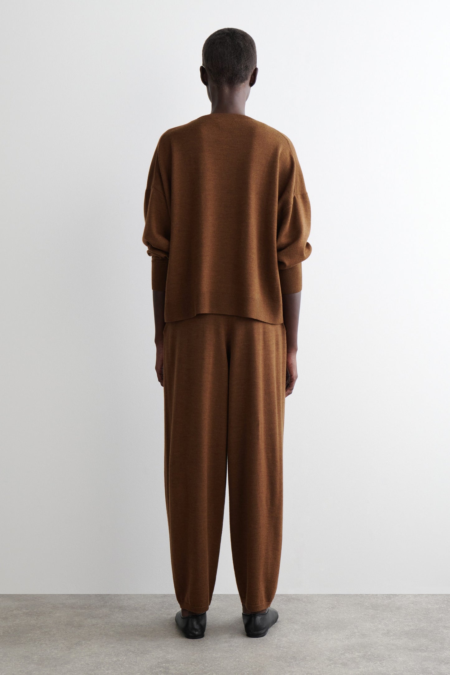 Merino Wool Barrel-Leg Trousers