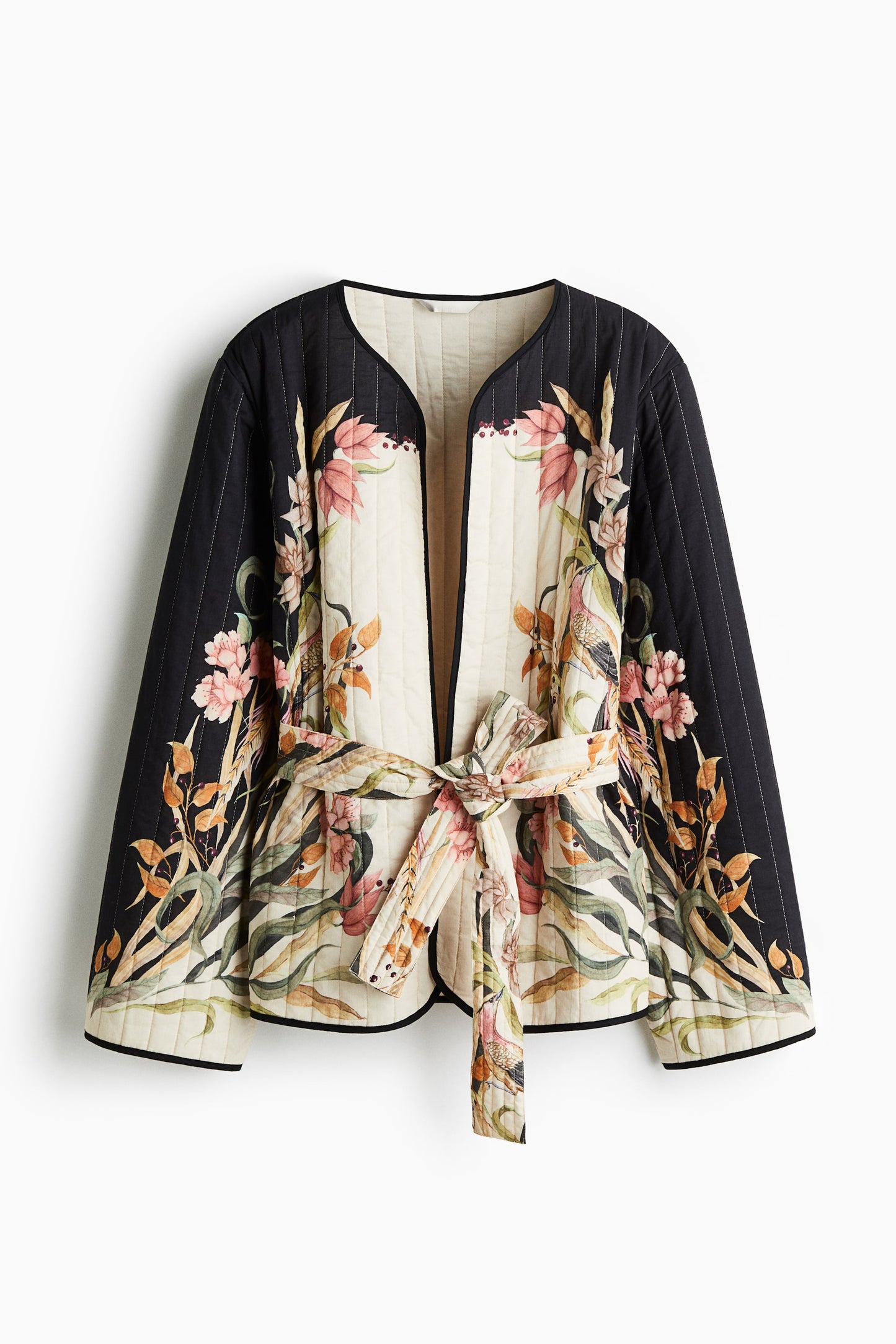 Quilted tie-belt jacket