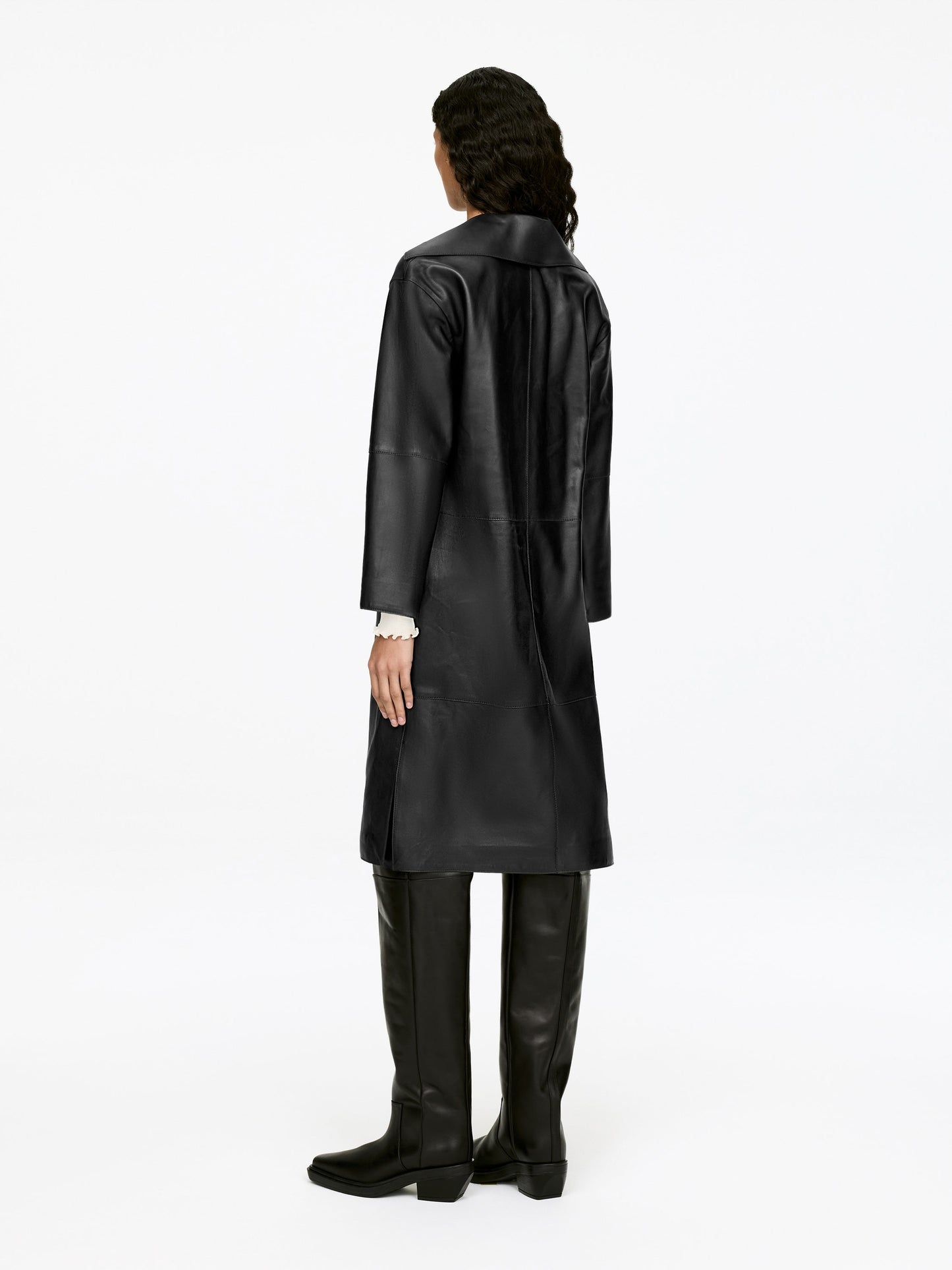 Open-Collar Leather Dress