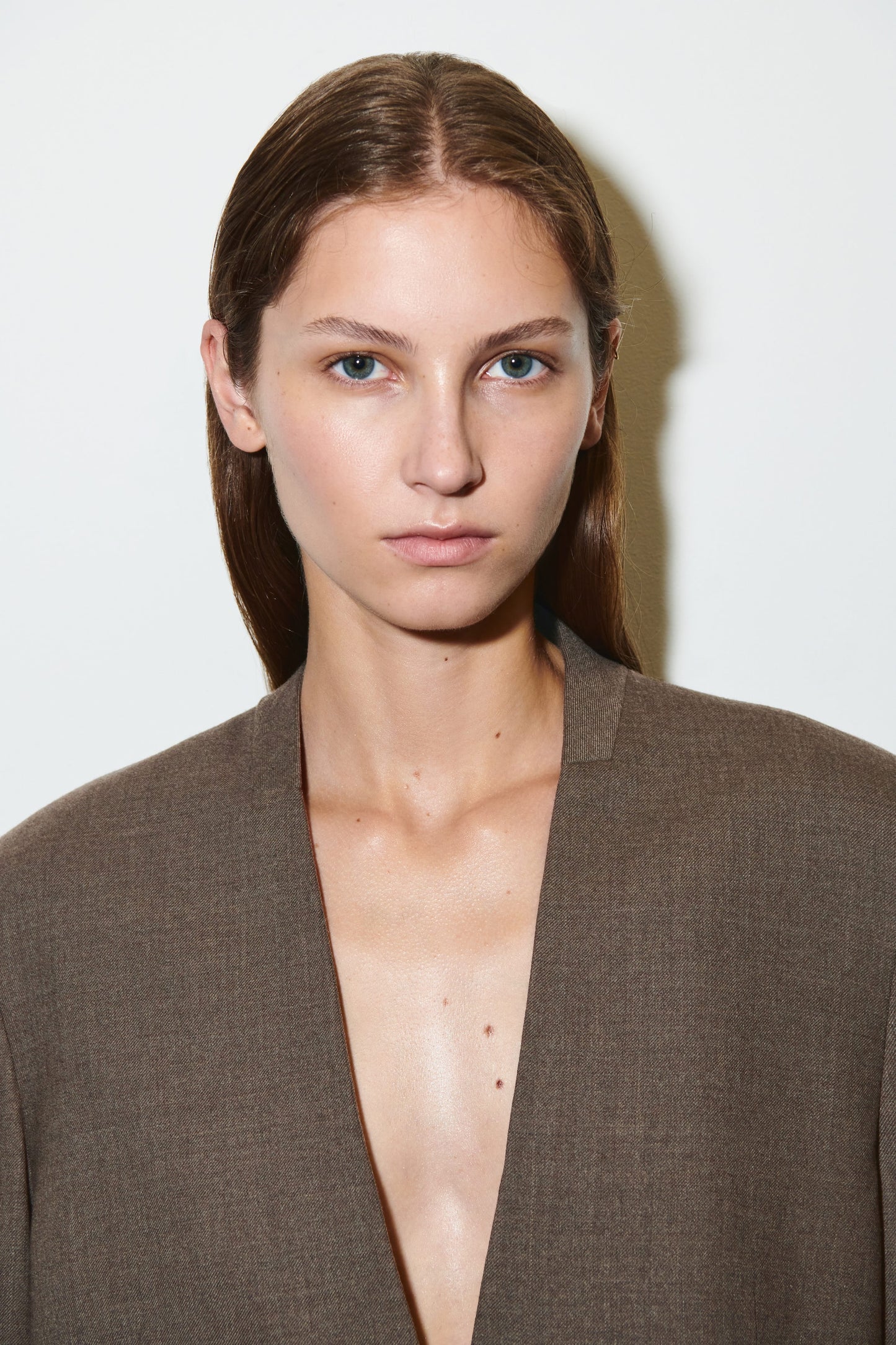 Collarless Wool-Blend Blazer
