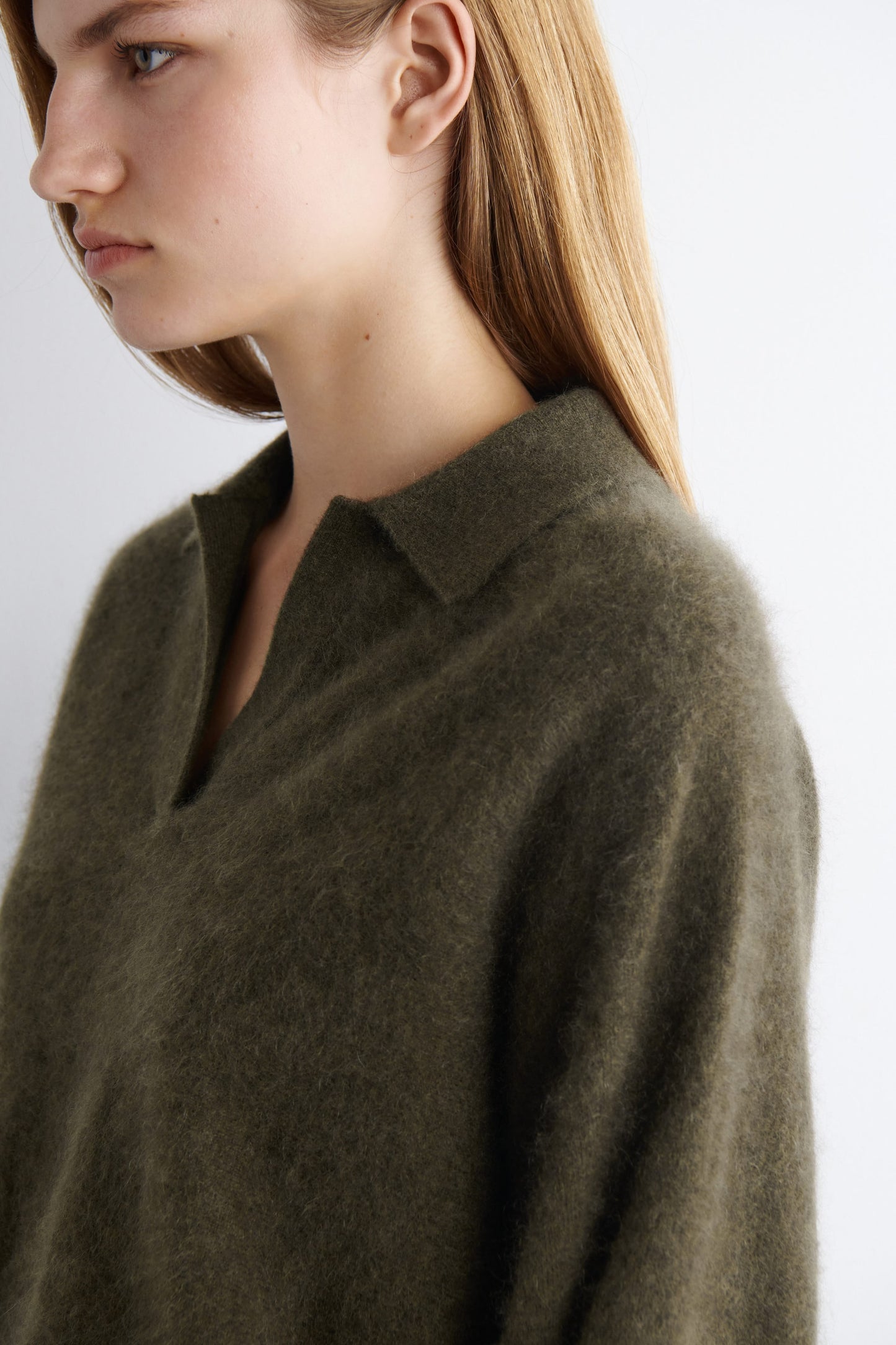 Brushed-Cashmere Polo Jumper