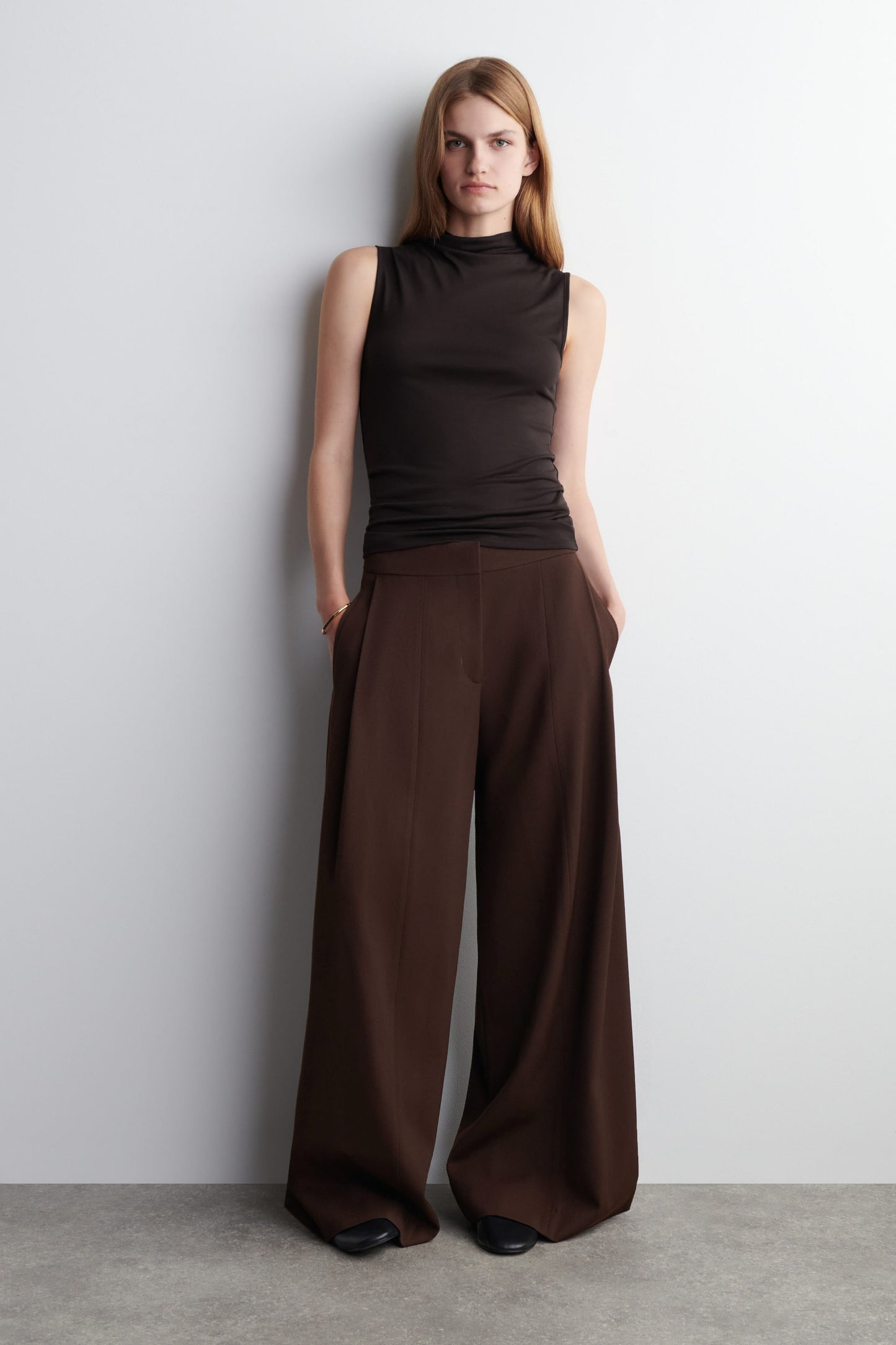 Relaxed Wool-Blend Wide-Leg Trousers