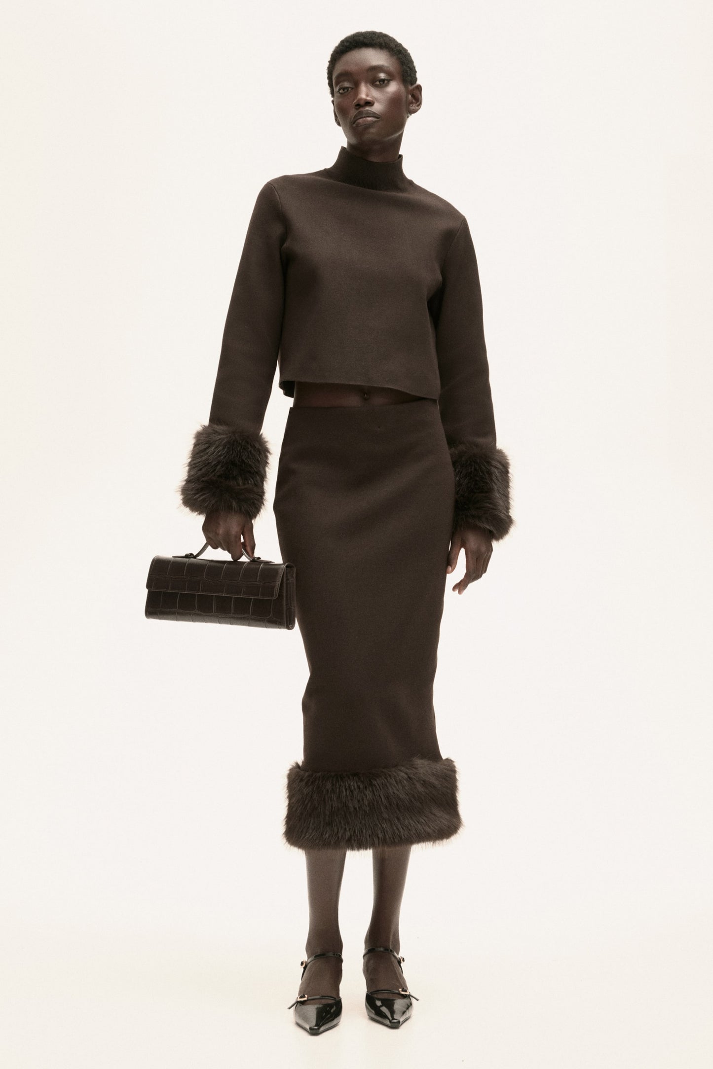 Fine-knit turtleneck top