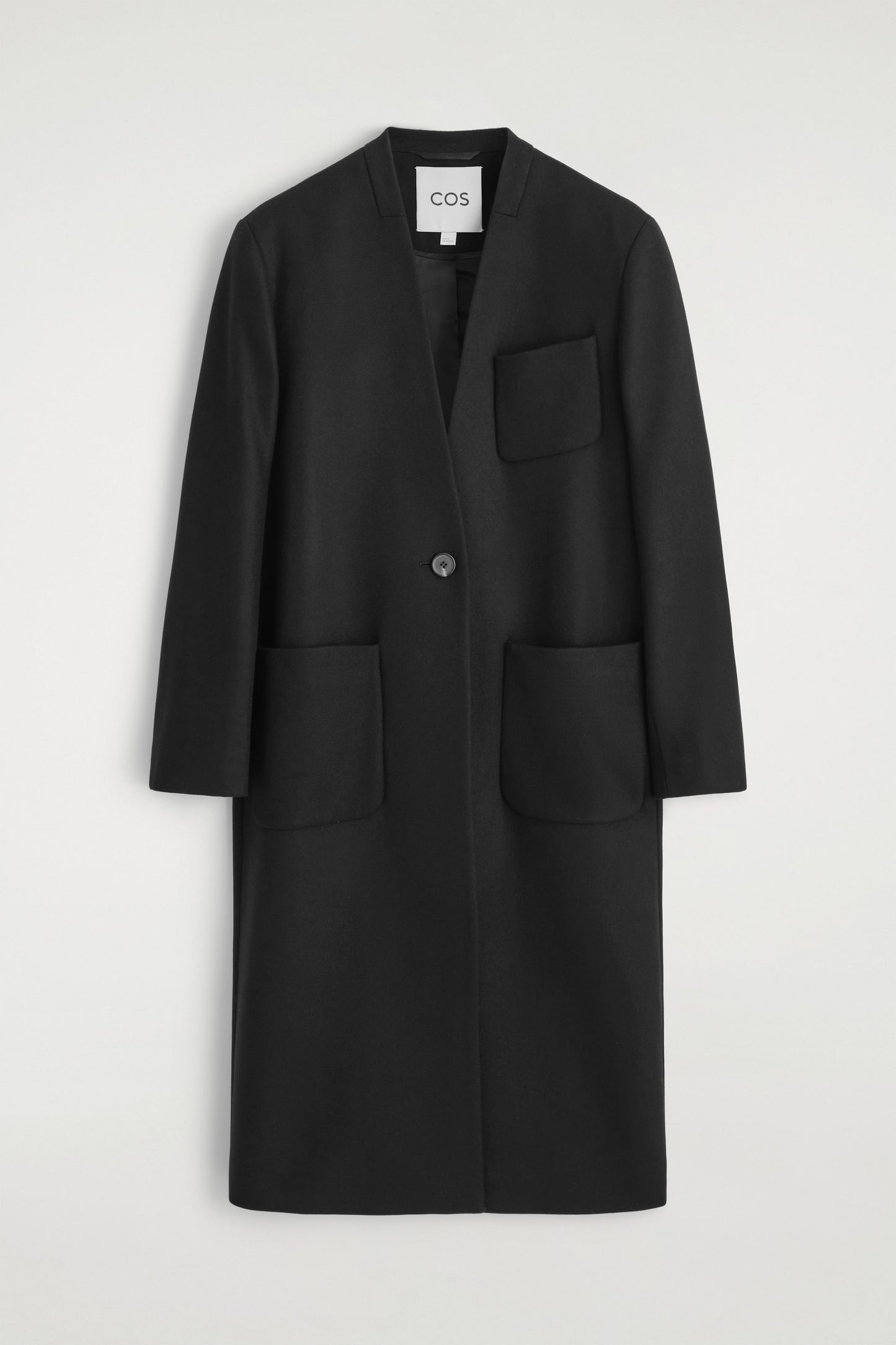 Collarless Wool-Cashmere Coat