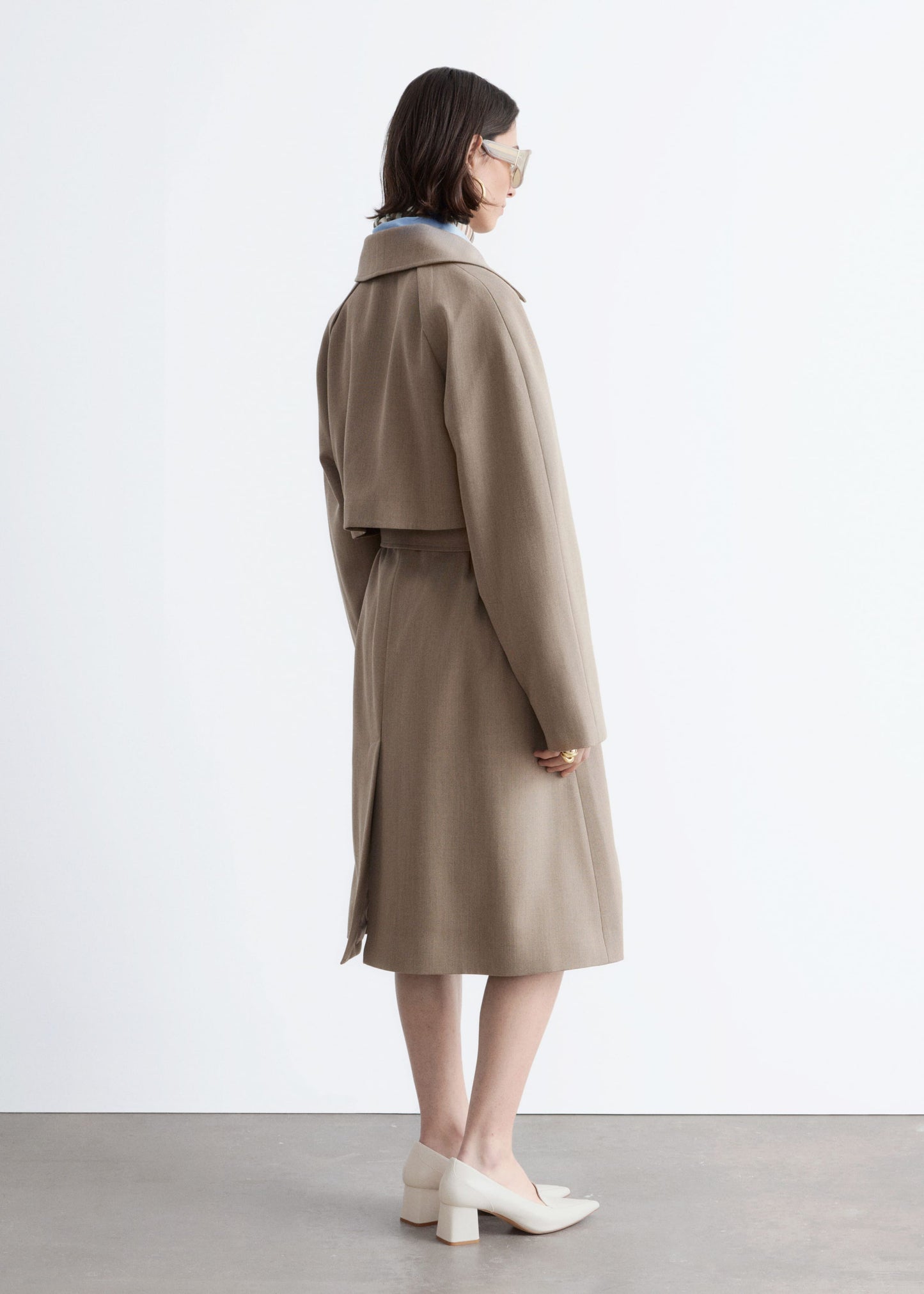 Tie-Belt Wool Trench Coat