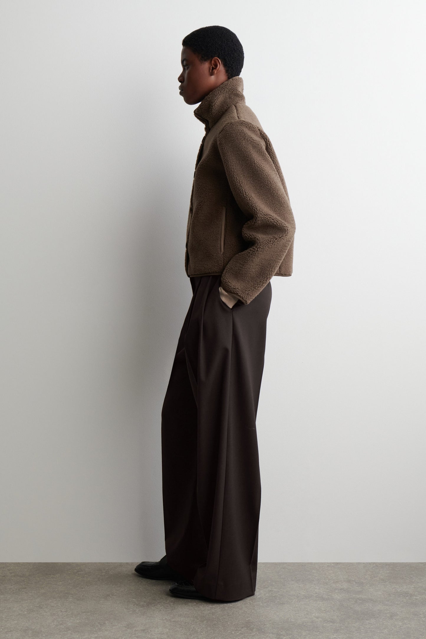 Funnel-Neck Teddy Jacket