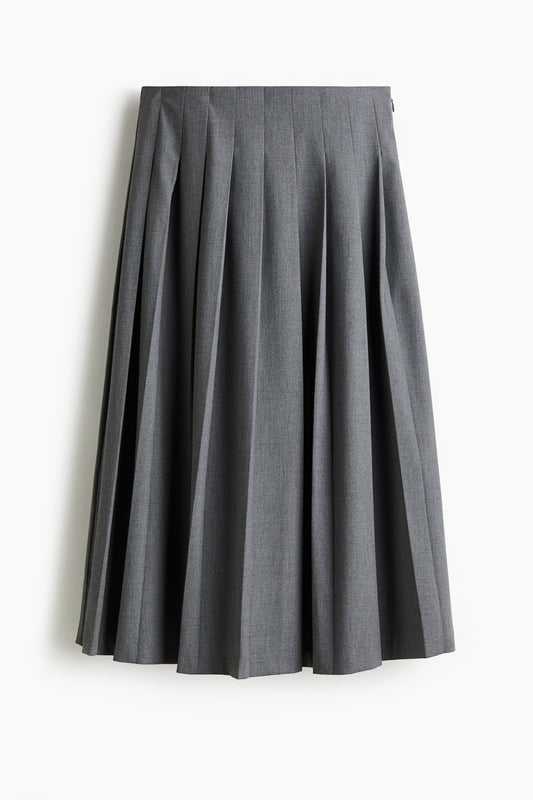 Pleated twill skirt