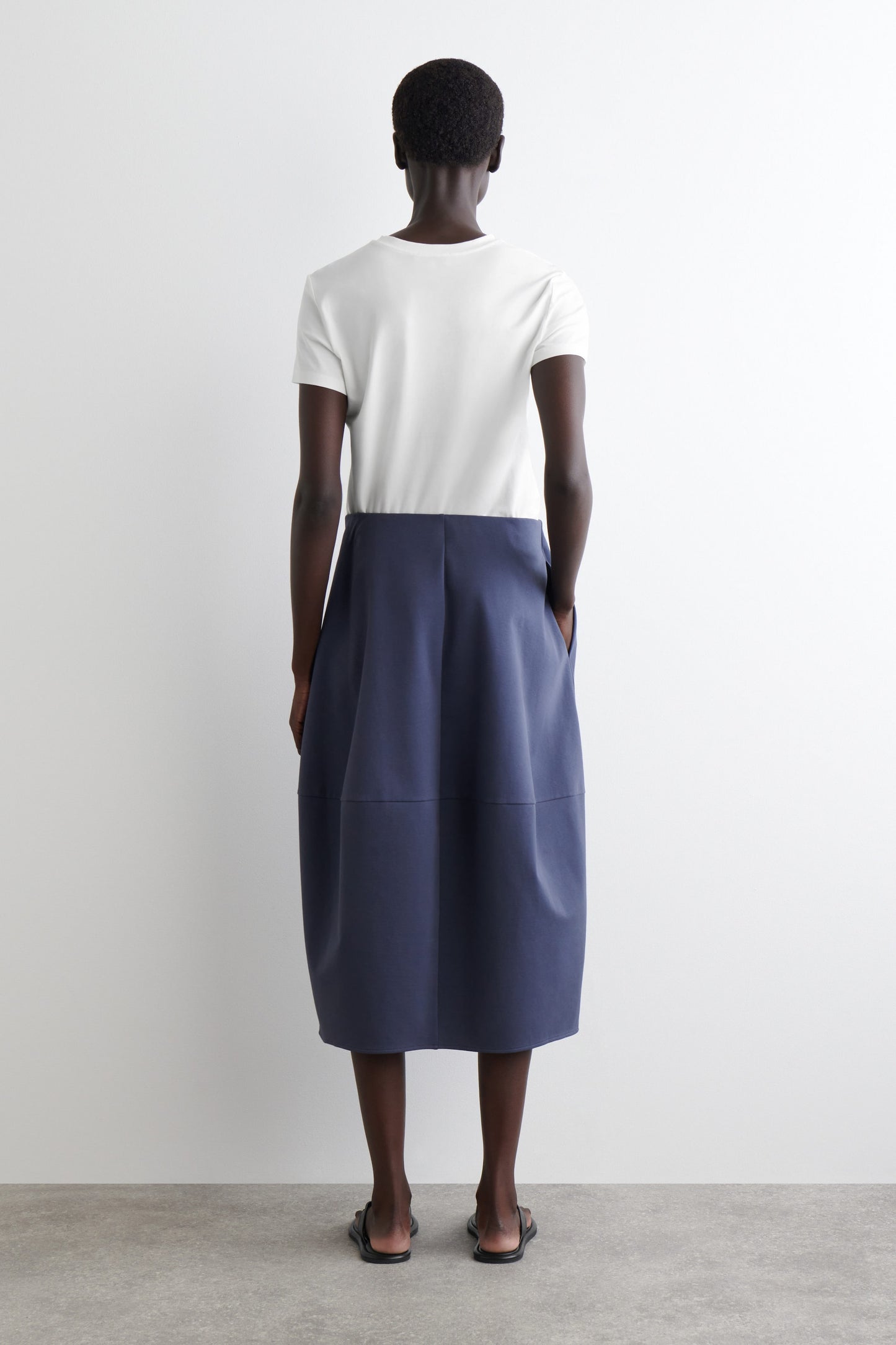 Rounded Cotton Midi Skirt