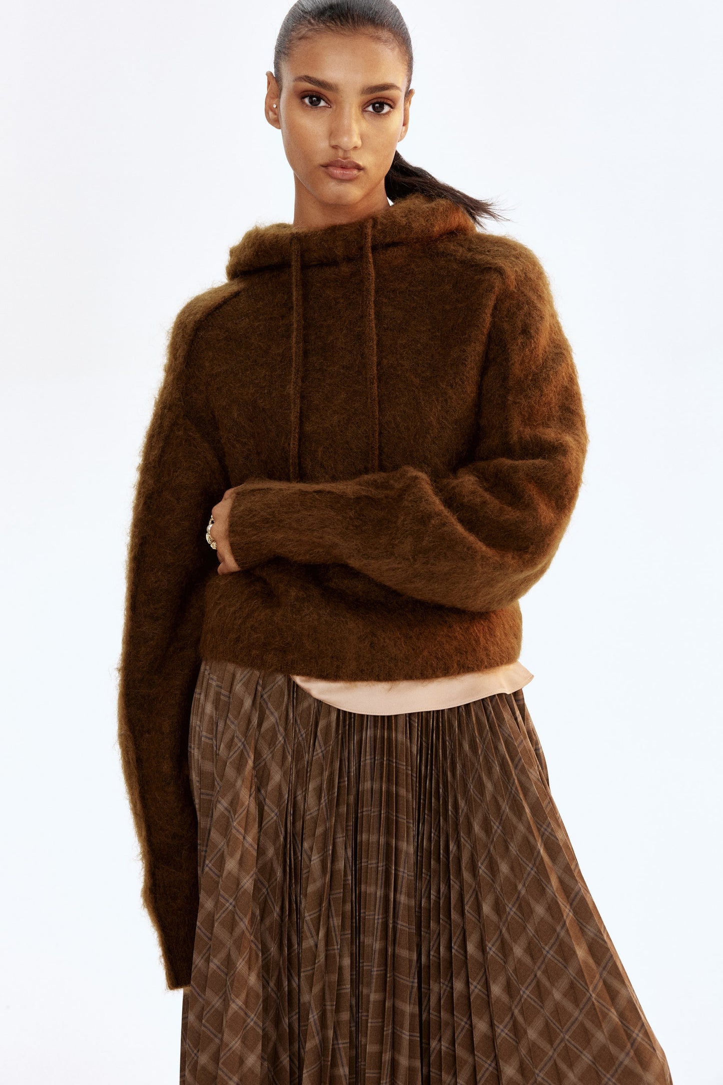 Mohair-blend hoodie