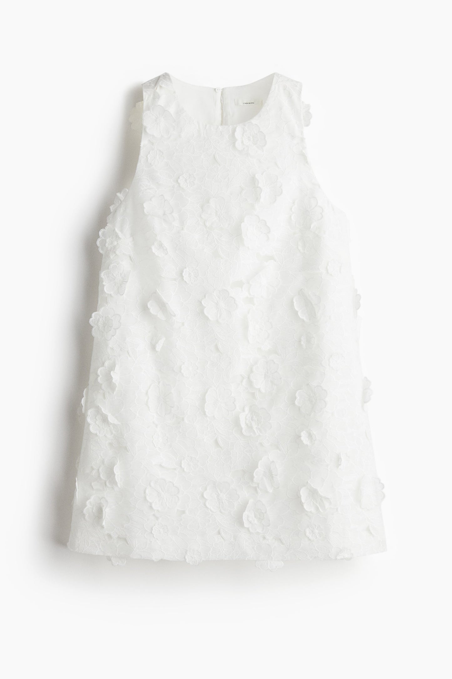 Appliquéd linen-blend shift dress