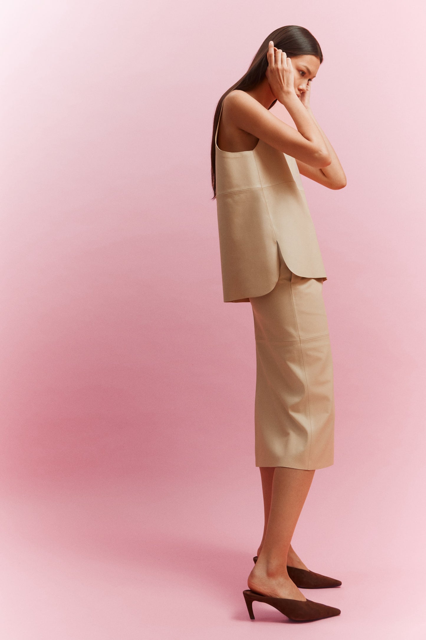 Leather pencil skirt