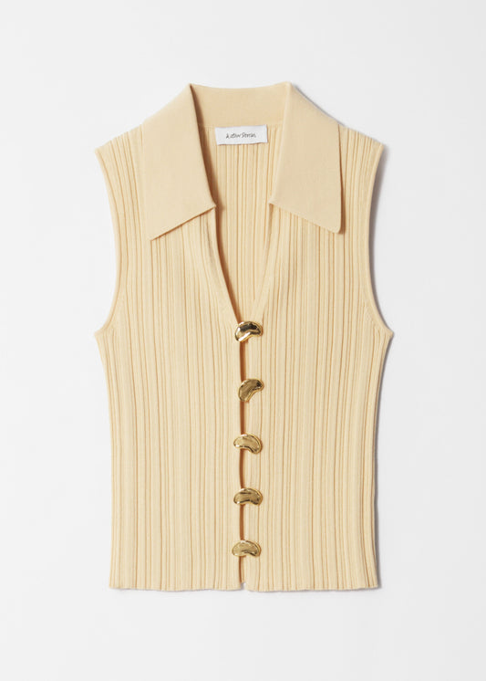 Rib-Knit Collar Tank Top